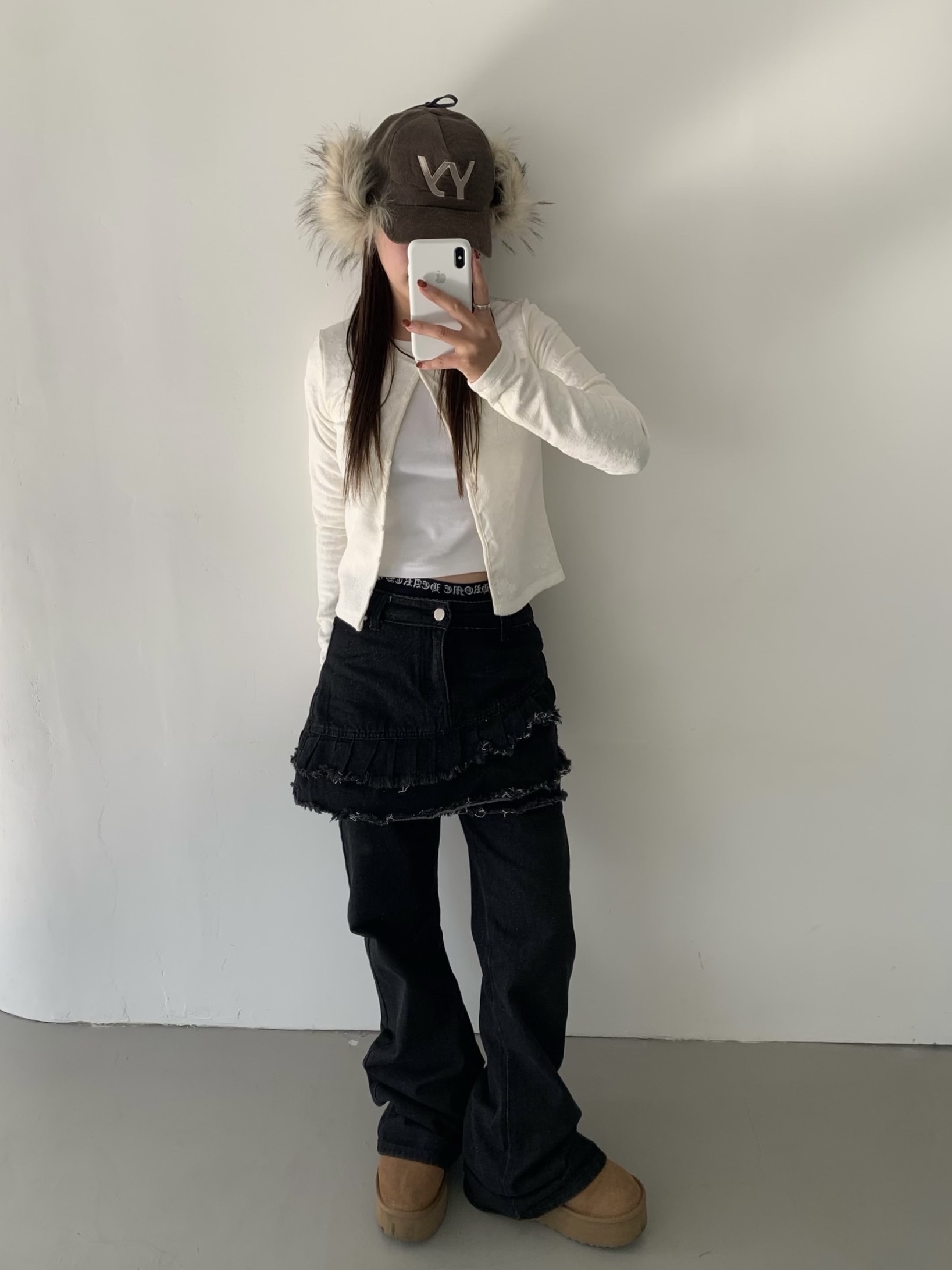 Open Yy Faux Fur Corduroy Earflap Cap Khaki, Chrome Hearts Boxer Brief Black 착용 스타일 - 2
