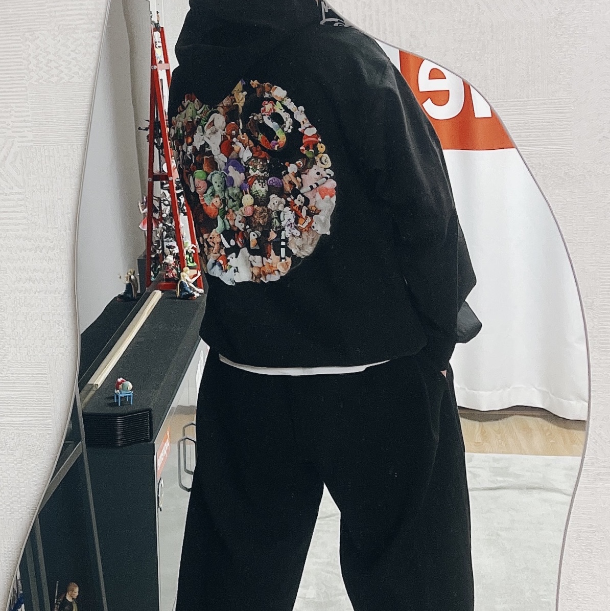 Stussy Plush Hoodie Black, Undermycar Mu.03 Anti Fxxking Logo Play Oversized Sweat Jogger Black 착용 스타일 - 1