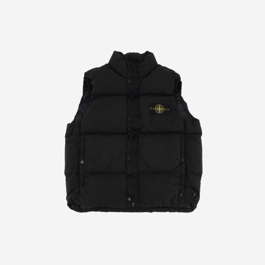 Stone Island G0419 Nylon Metal in Econyl Down Zip Vest with Anti Drop Black - 24FW