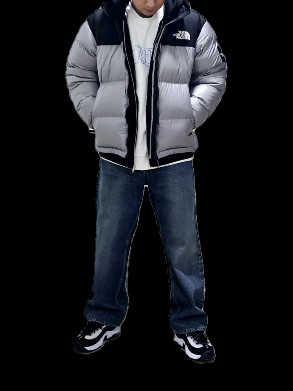 The North Face White Label Novelty Nuptse Down Jacket Heather Gray, Nike Air Penny II Panda 착용 스타일
