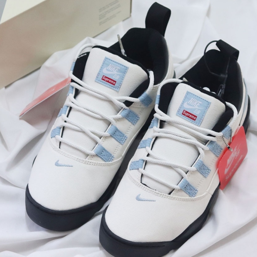 Nike x Supreme SB Darwin Low White 착용 스타일 - 3