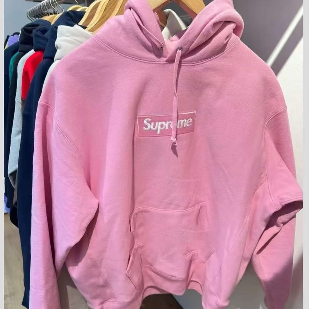 Supreme Box Logo Hooded Sweatshirt Dusty Pink - 24FW 착용 스타일 - 2