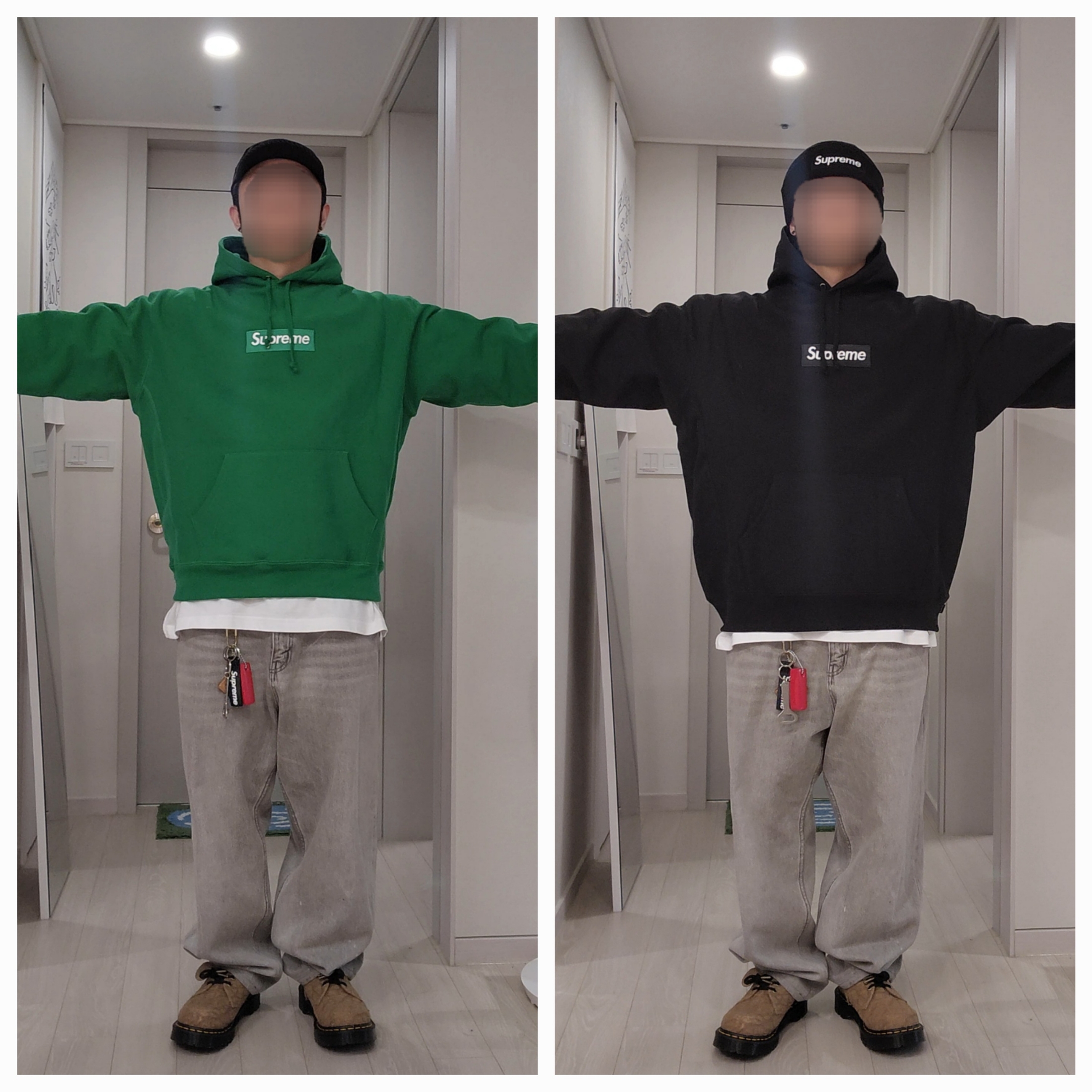Supreme Box Logo Hooded Sweatshirt Black - 24FW, Supreme Box Logo Hooded Sweatshirt Green - 24FW 착용 스타일 - 3