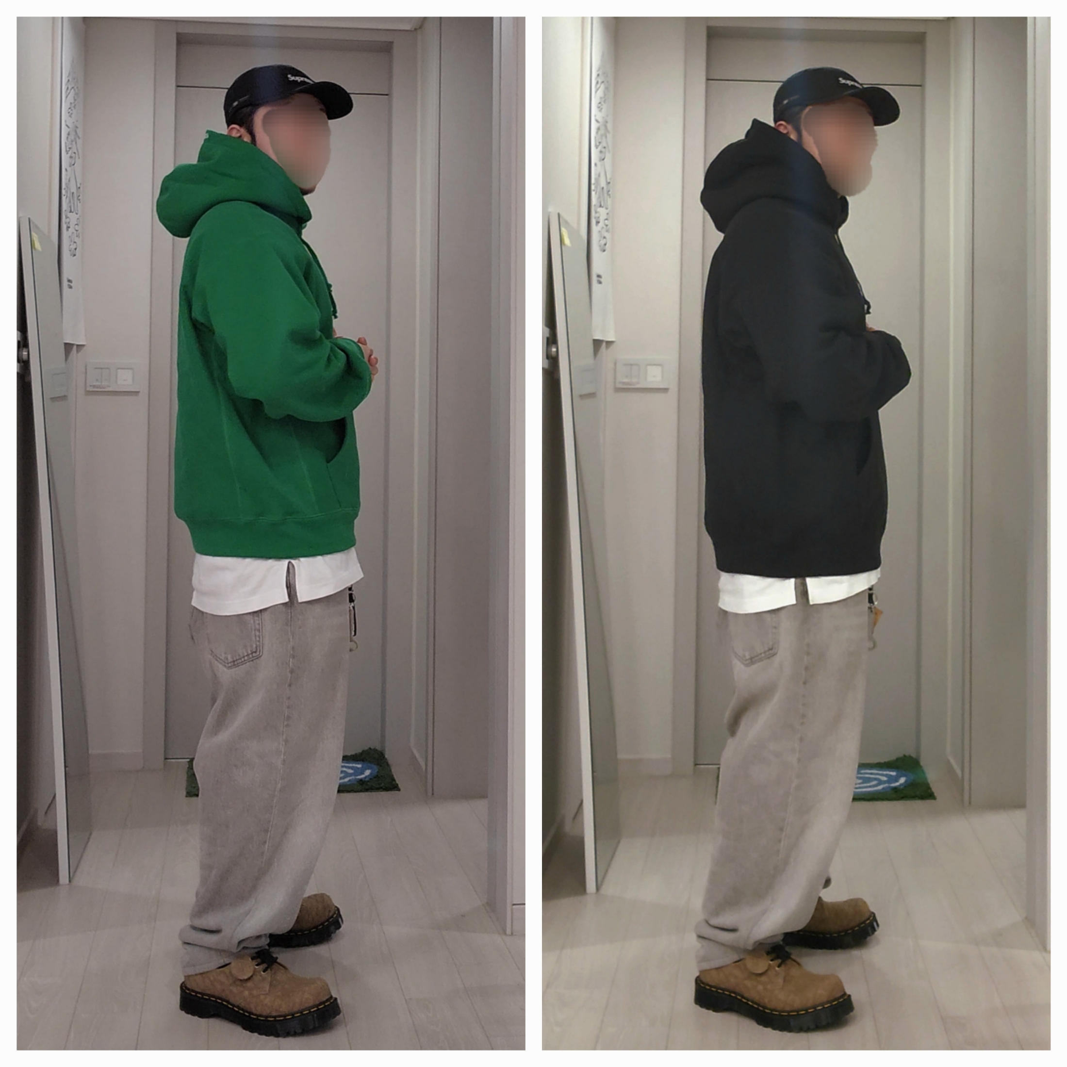 Supreme Box Logo Hooded Sweatshirt Black - 24FW, Supreme Box Logo Hooded Sweatshirt Green - 24FW 착용 스타일 - 2