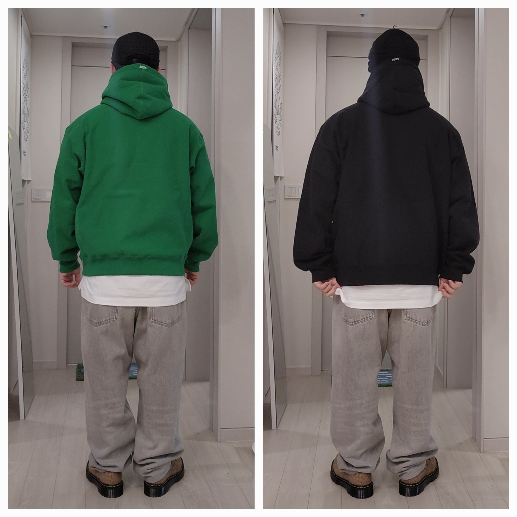 Supreme Box Logo Hooded Sweatshirt Black - 24FW, Supreme Box Logo Hooded Sweatshirt Green - 24FW 착용 스타일 - 4