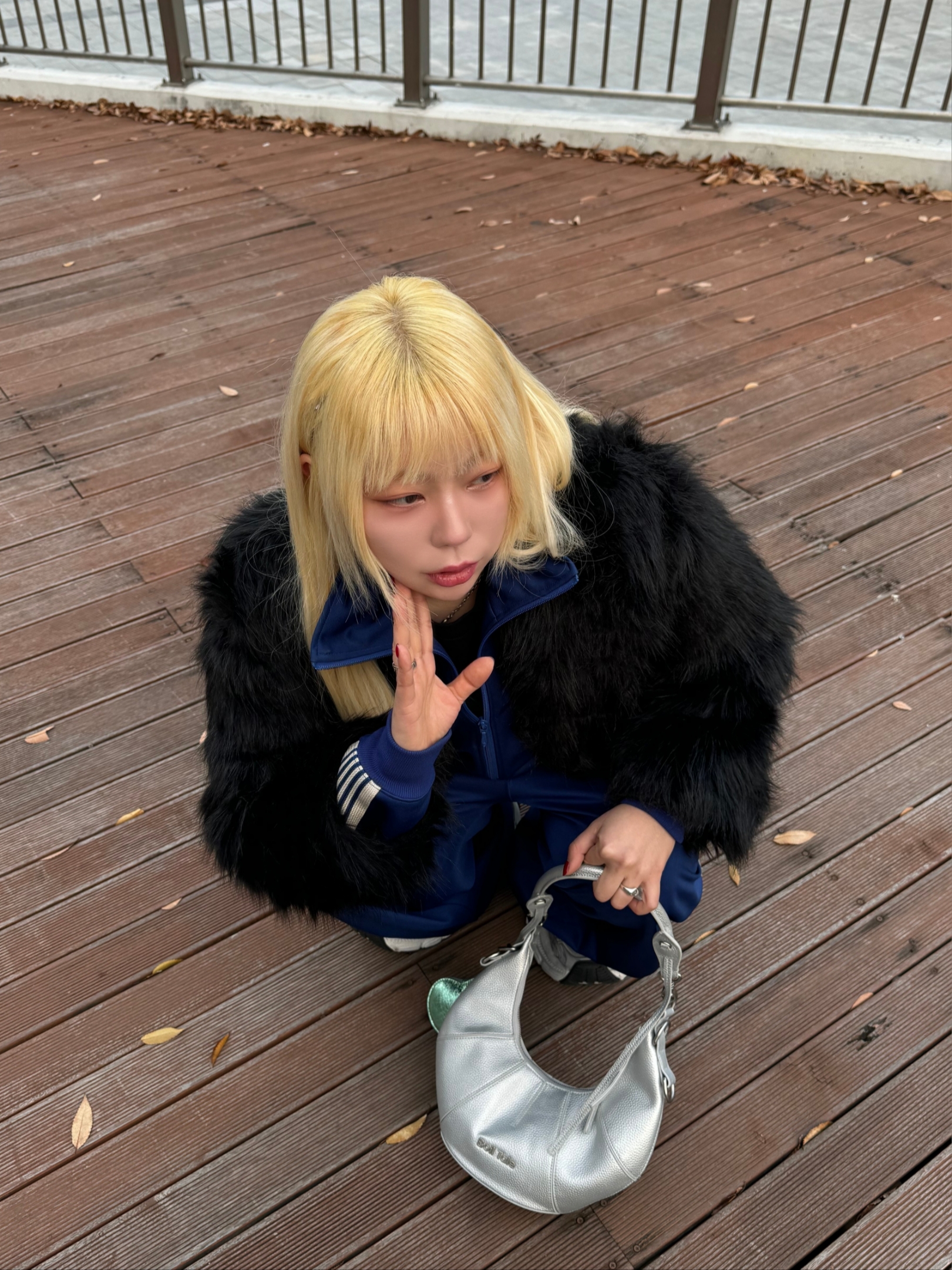 Needles H.D. Track Pants Poly Smooth Royal, Needles Track Jacket Poly Smooth Royal 착용 스타일 - 1