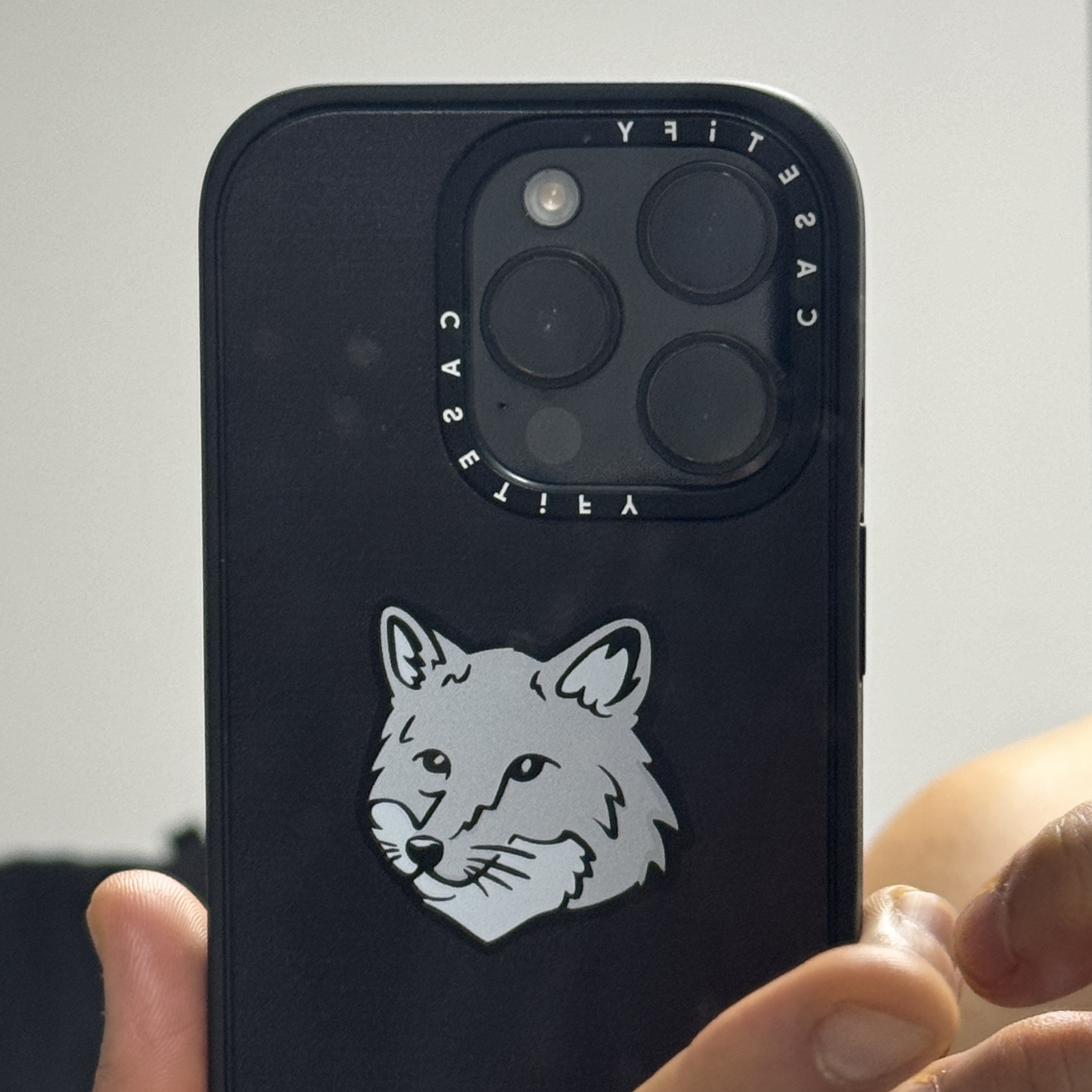 Casetify x Maison Kitsune iPhone Black Magsafe Impact Case Matte Black, Apple iPhone 15 Pro 256GB Black Titanium (Korean Ver.) 착용 스타일