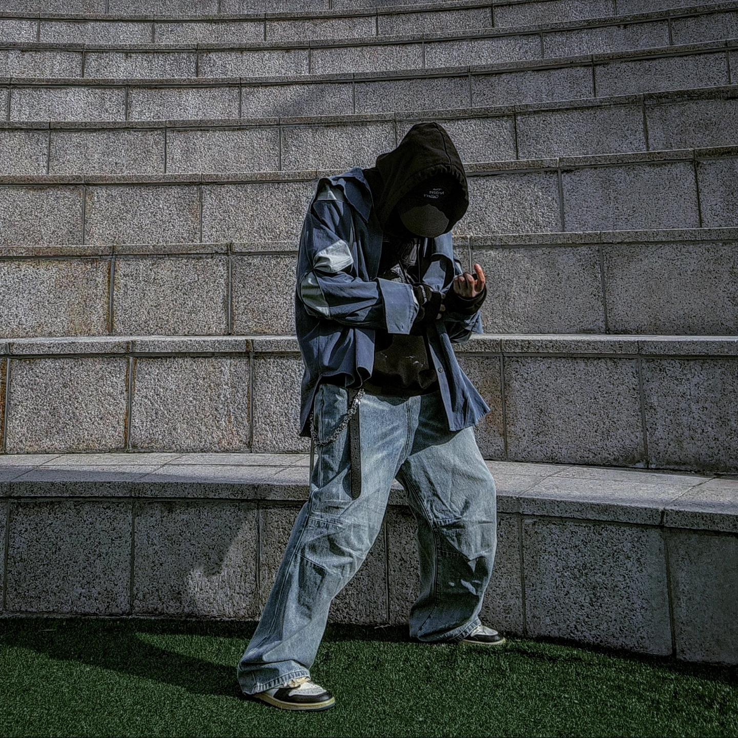 Project G/R Mind Slaughter Vintage Washeed Hoodie Black 착용 스타일