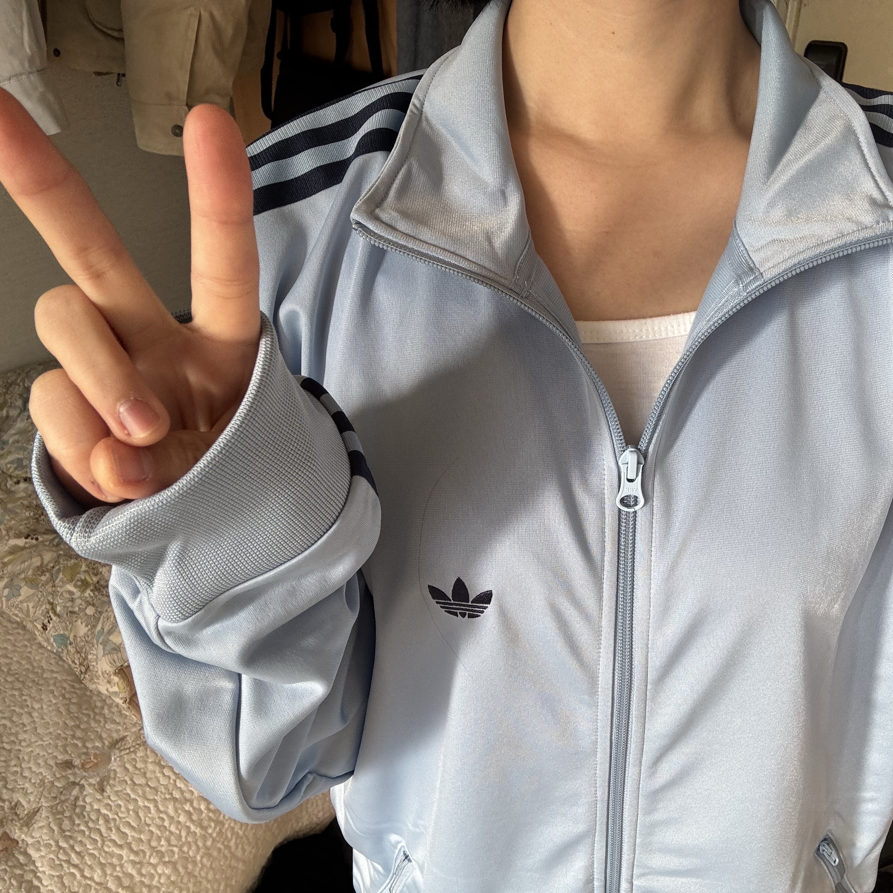 Adidas Beckenbauer Track Top Ambient Sky - KR Sizing 착용 스타일