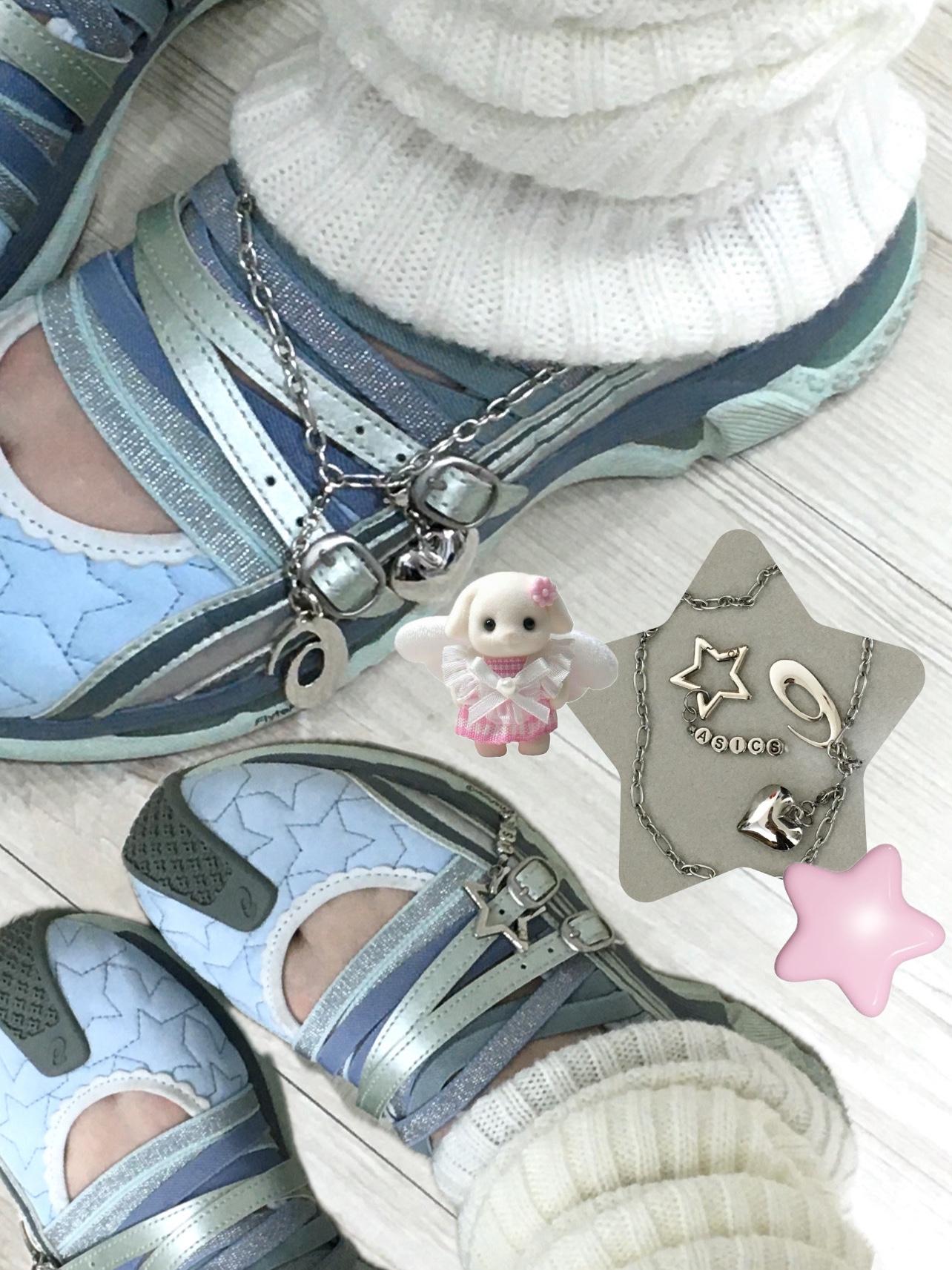 (W) Asics x Kiko Kostadinov x Heaven by Marc Jacobs Gel-Lokros Faded Denim Pale Aqua 착용 스타일 - 1