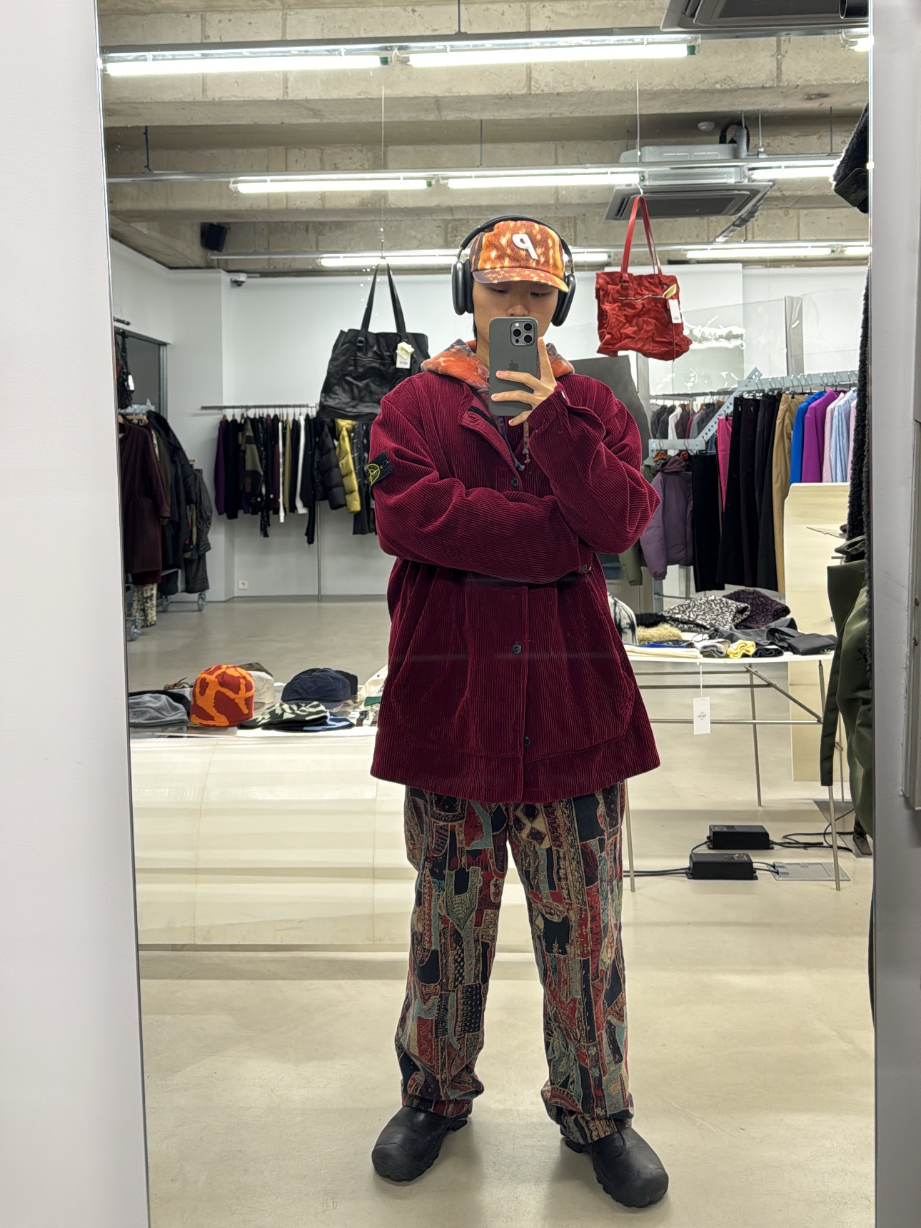 Palace P 6-Panel Cap Deer Print - 24SS 착용 스타일