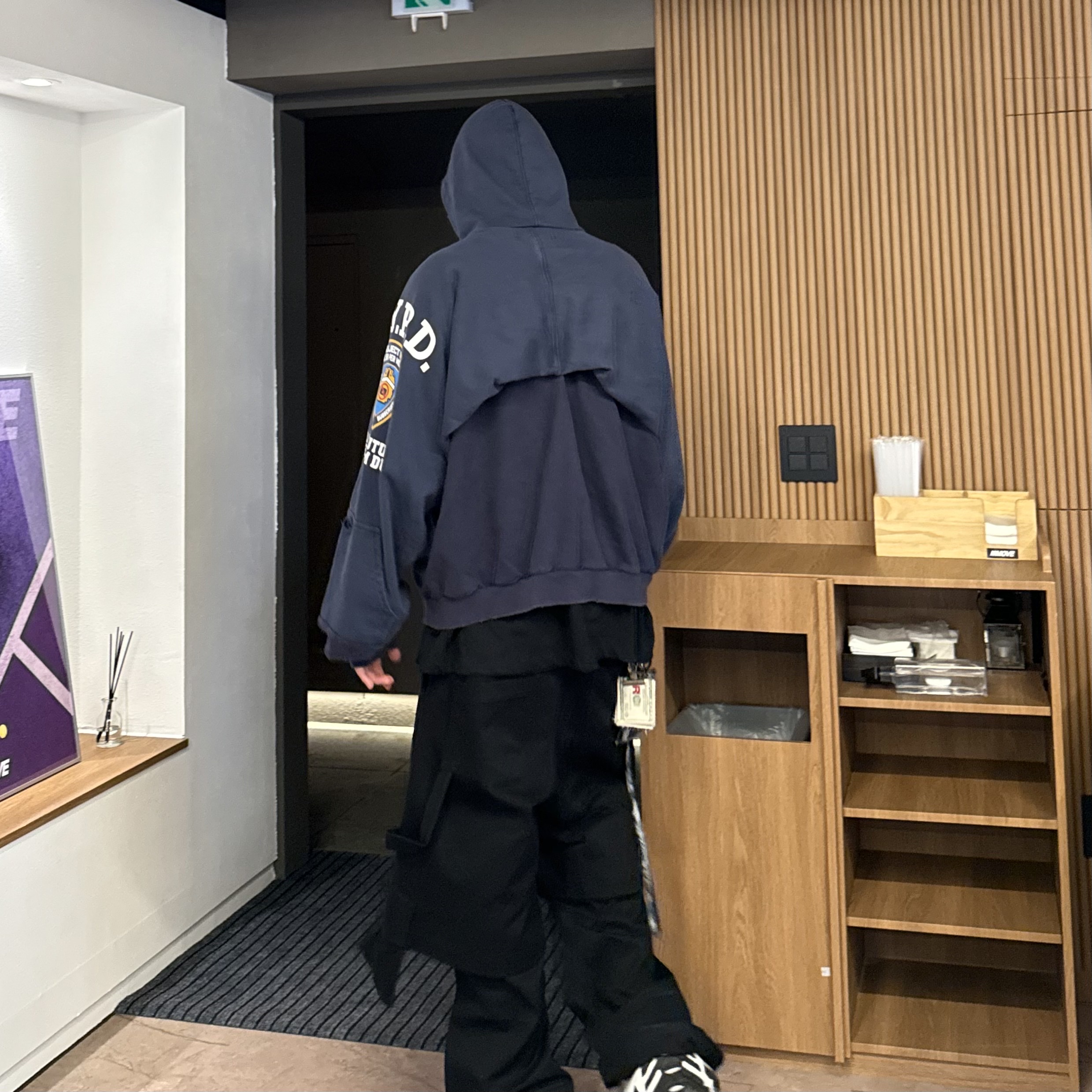 Project G/R Reconstructed Folded Zip Hoodie Navy 착용 스타일 - 3