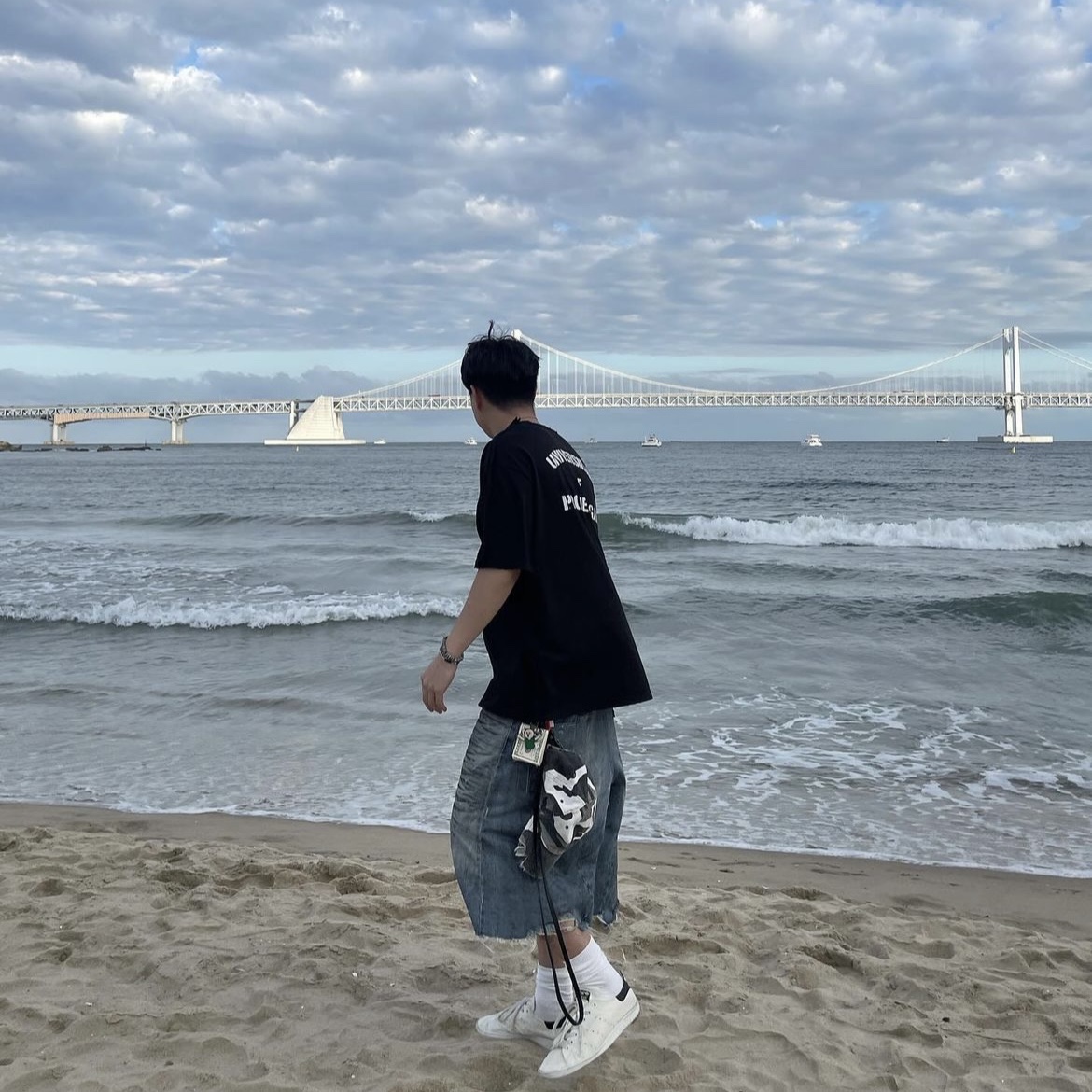 Project G/R Reworked Bermuda Shorts Blue, Project G/R Crashed Cap City Camo 착용 스타일