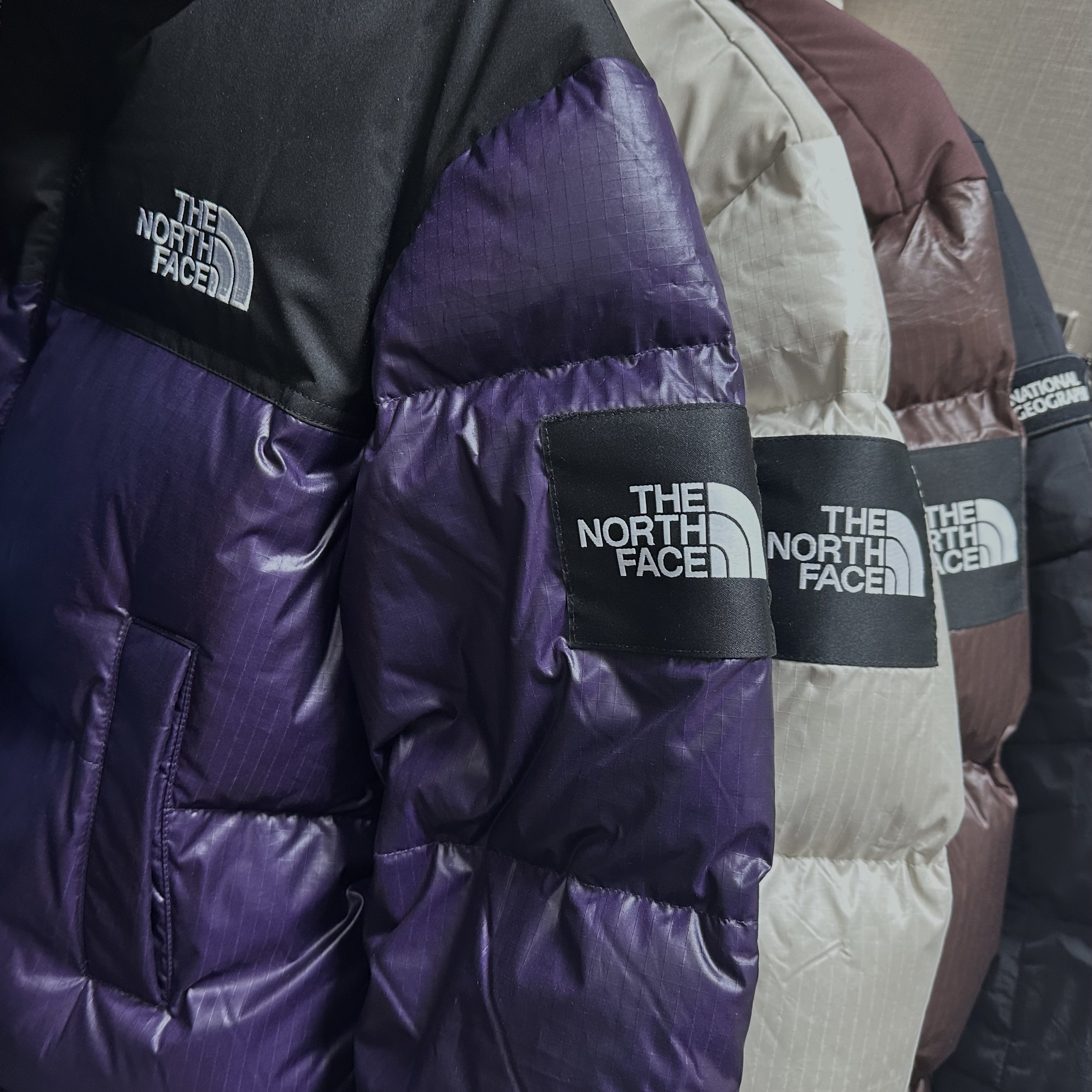 (W) The North Face White Label Novelty Nuptse RDS Down Jacket Violet, (W) The North Face White Label Novelty Nuptse RDS Down Jacket Cream 착용 스타일