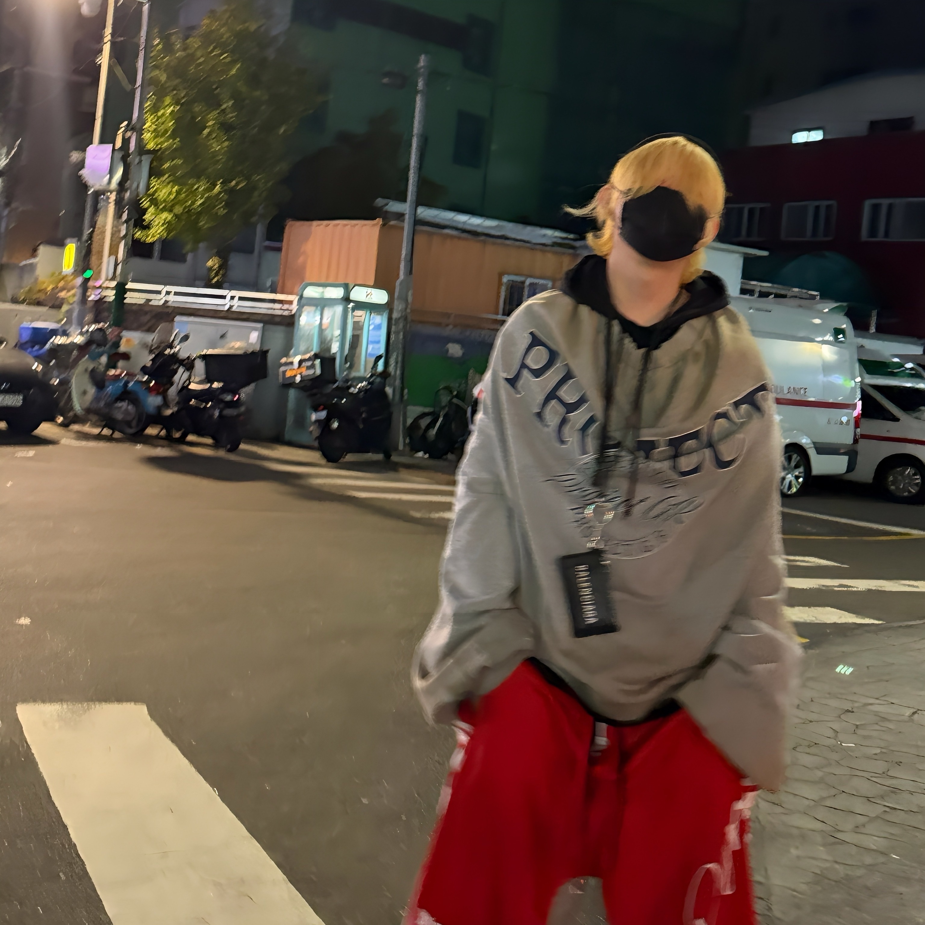 Project G/R Sweatshirt Sweatpants Melange Grey, Project G/R 3 Layered Track Pants Red 착용 스타일 - 2