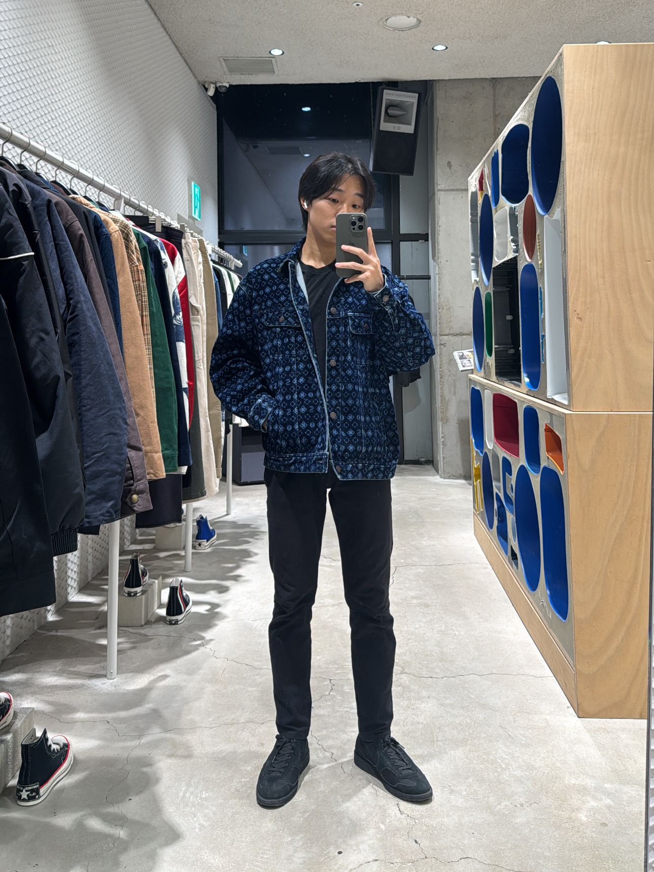 Supreme Flocked Denim Trucker Jacket Blue - 24FW 착용 스타일