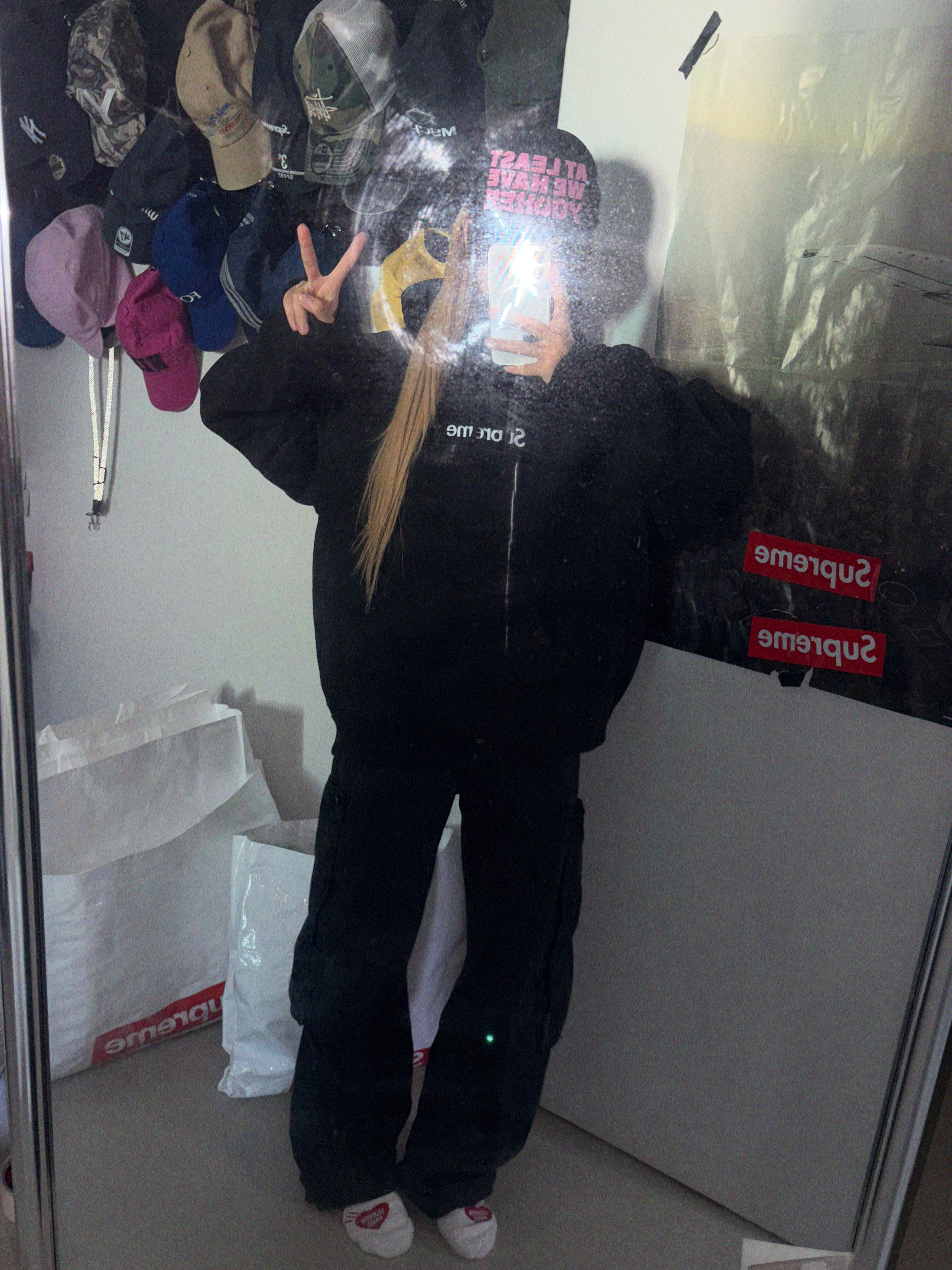 Supreme Box Logo Hooded Sweatshirt Black - 24FW 착용 스타일 - 2