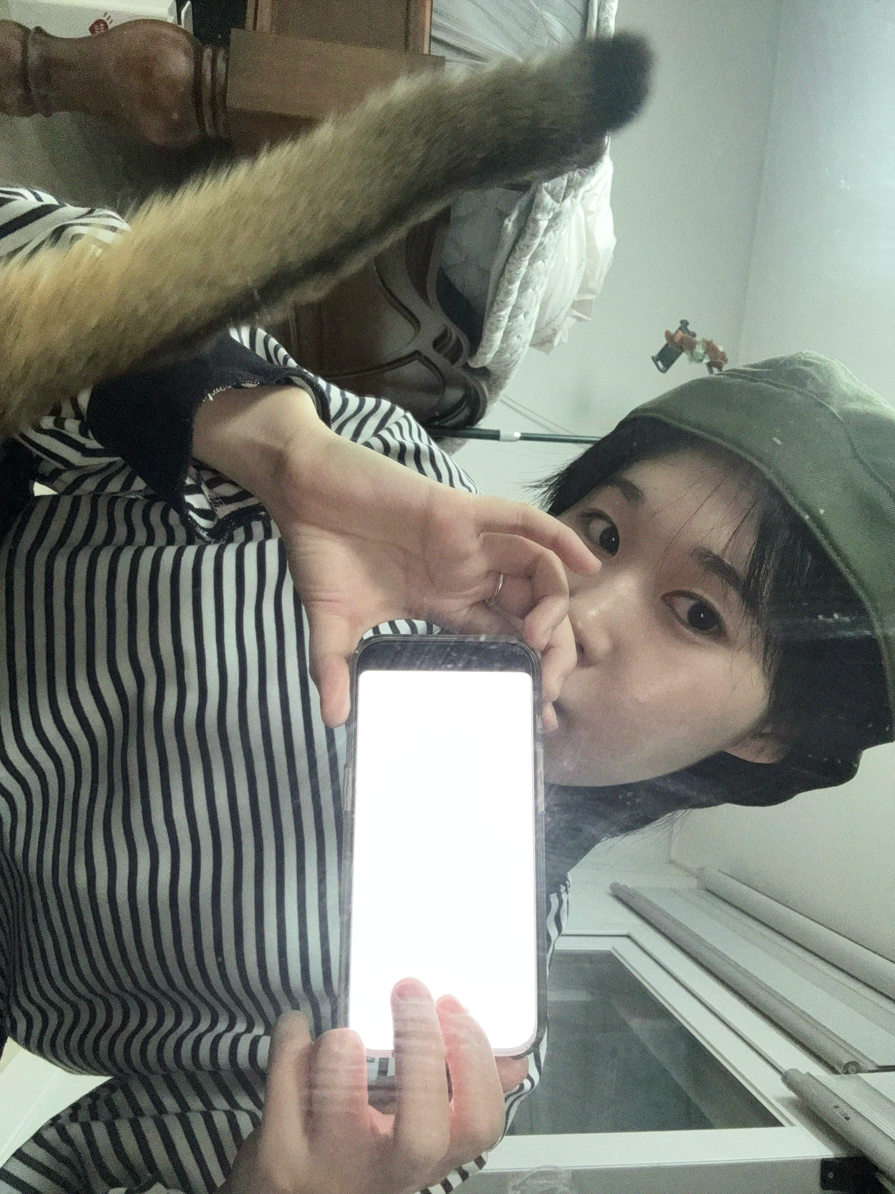 Human Made Skull Cap Olive Drab 착용 스타일 - 1