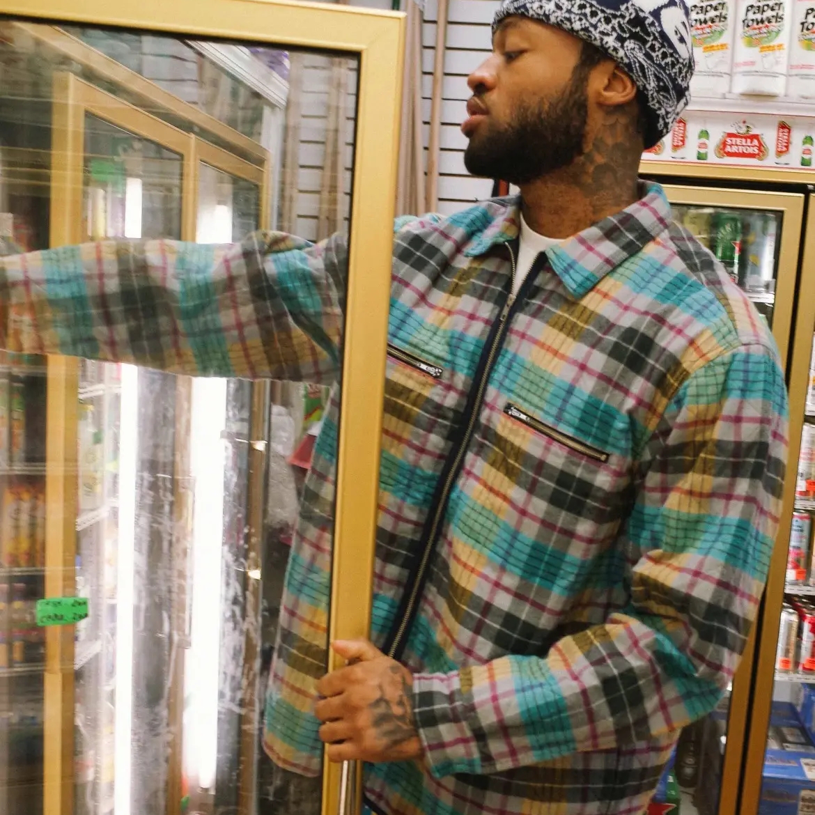 Supreme Quilted Flannel Zip Up Shirt Multicolor - 24FW 착용 스타일