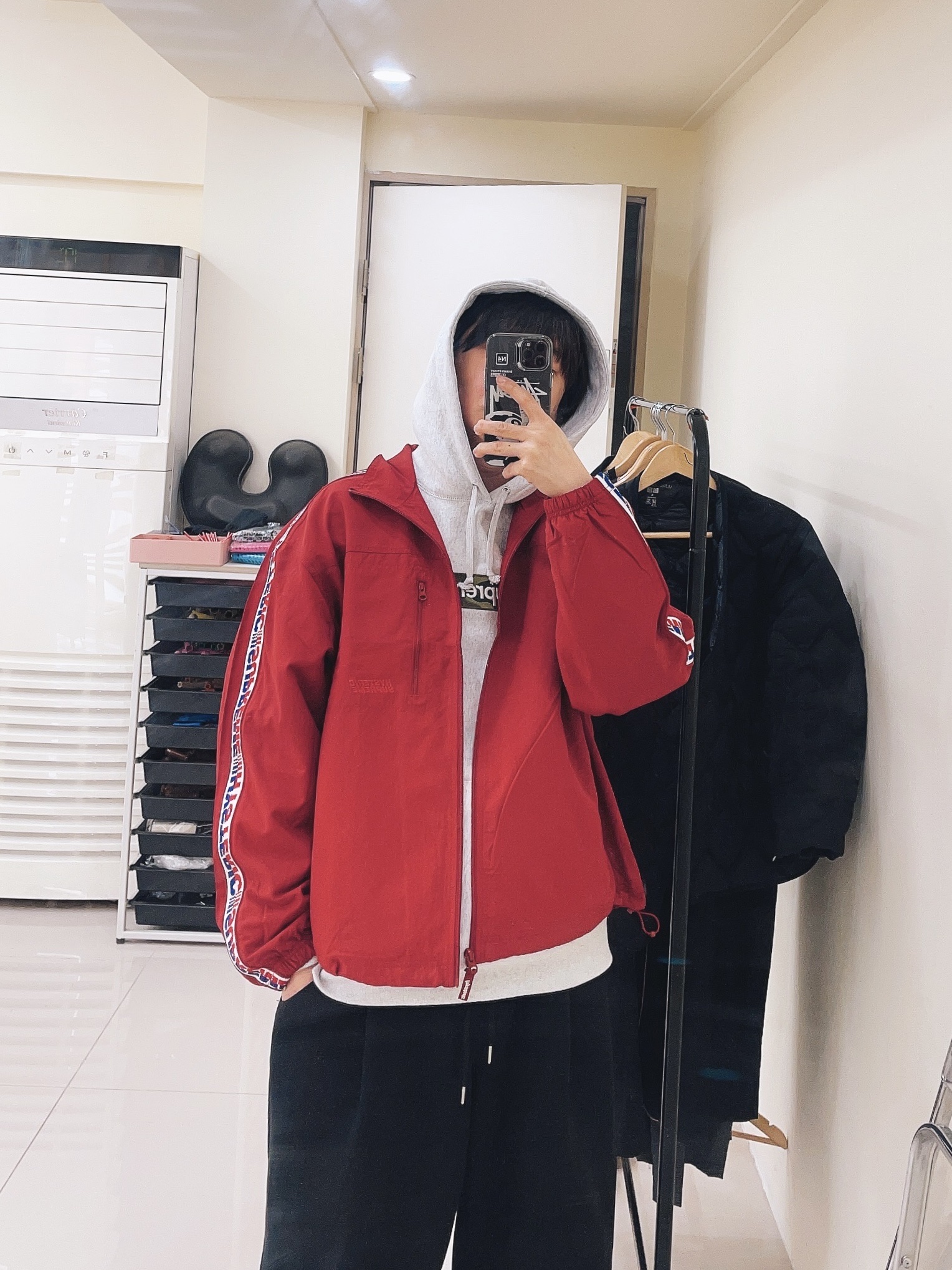 Undermycar Mu.03 Anti Fxxking Logo Play Oversized Sweat Jogger Black, Supreme Box Logo Hooded Sweatshirt Ash Grey - 23FW 착용 스타일