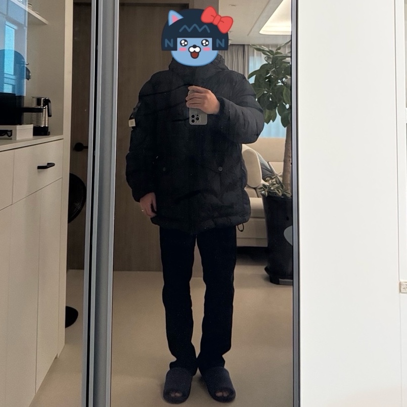 Stone Island 40723 Crinkle Reps Hooded Down Jacket Black - 24FW 착용 스타일 - 3