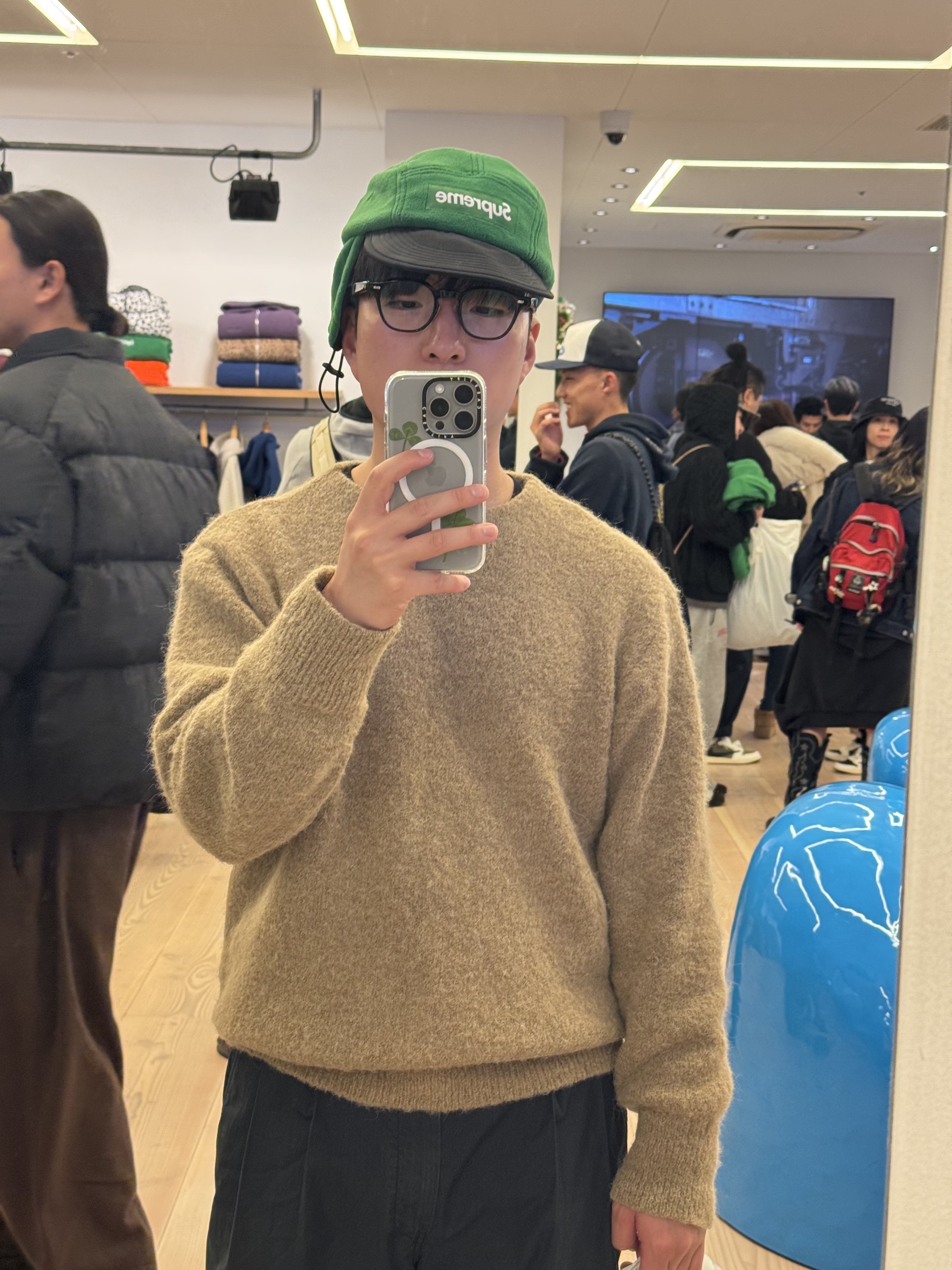 Supreme Polartec Earflap Camp Cap Green - 24FW 착용 스타일