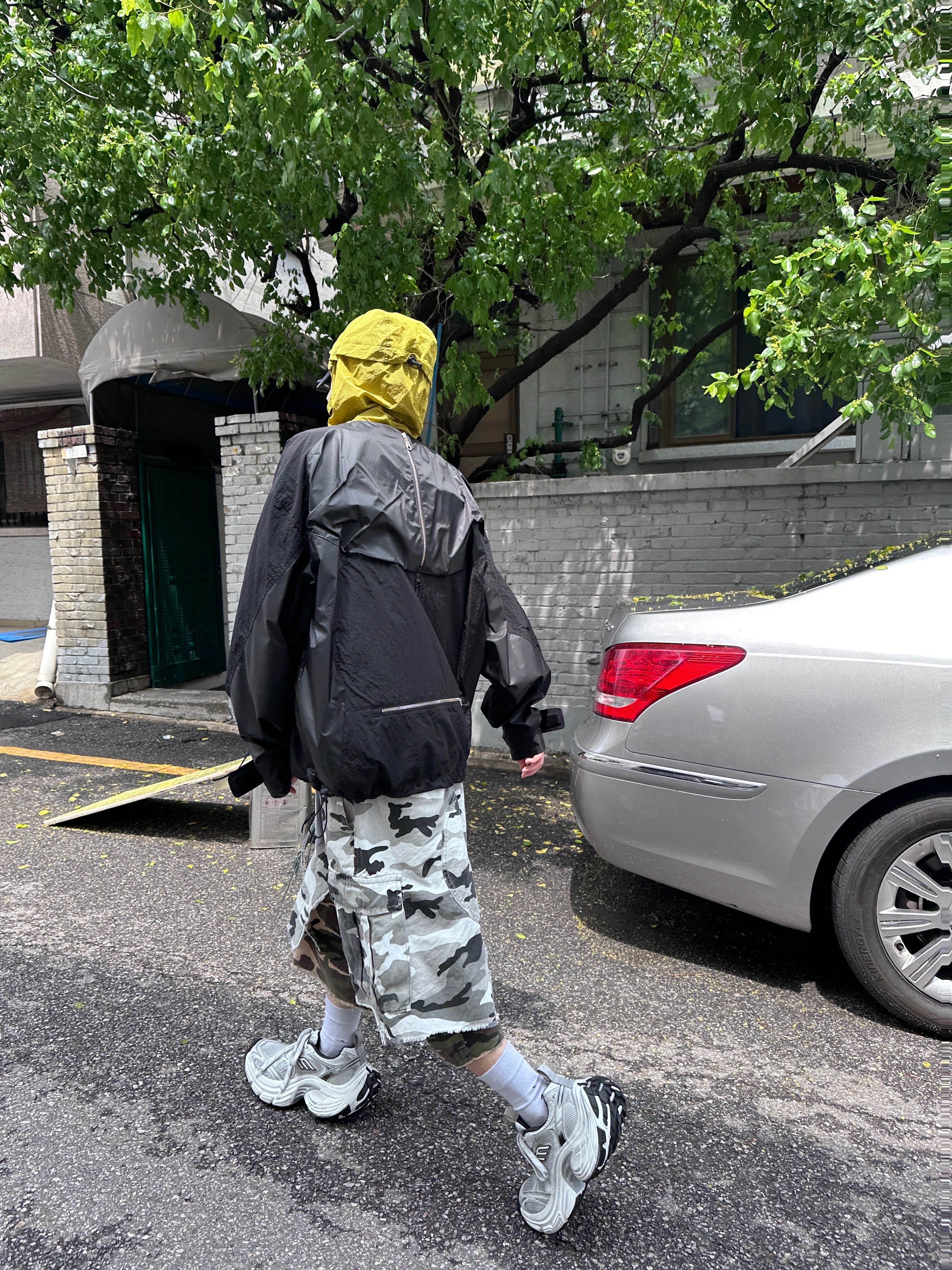 Project G/R x MFM333. Layered Skirt Camo Cargo Shorts Multi Camo 착용 스타일 - 3