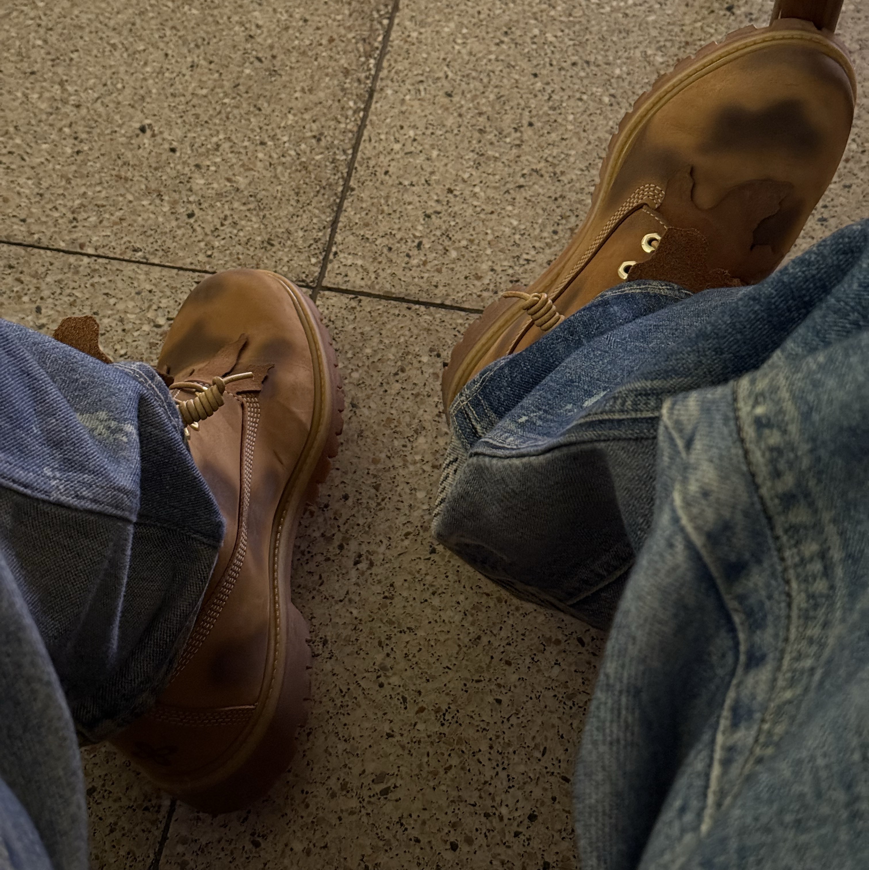 Timberland x Surgery 6 inch Boot Yellow - Wide, Our Legacy Third Cut Digital Denim Print 착용 스타일