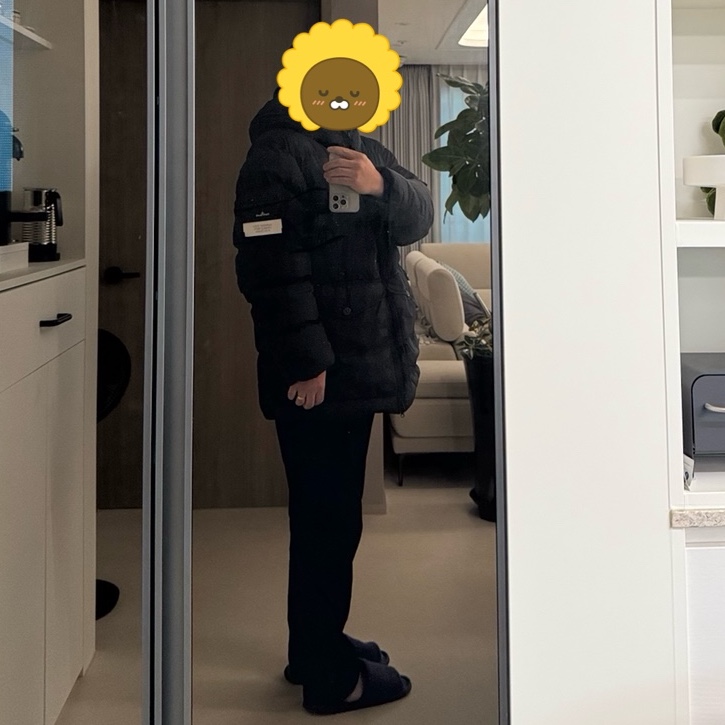 Stone Island 40723 Crinkle Reps Hooded Down Jacket Black - 24FW 착용 스타일 - 4