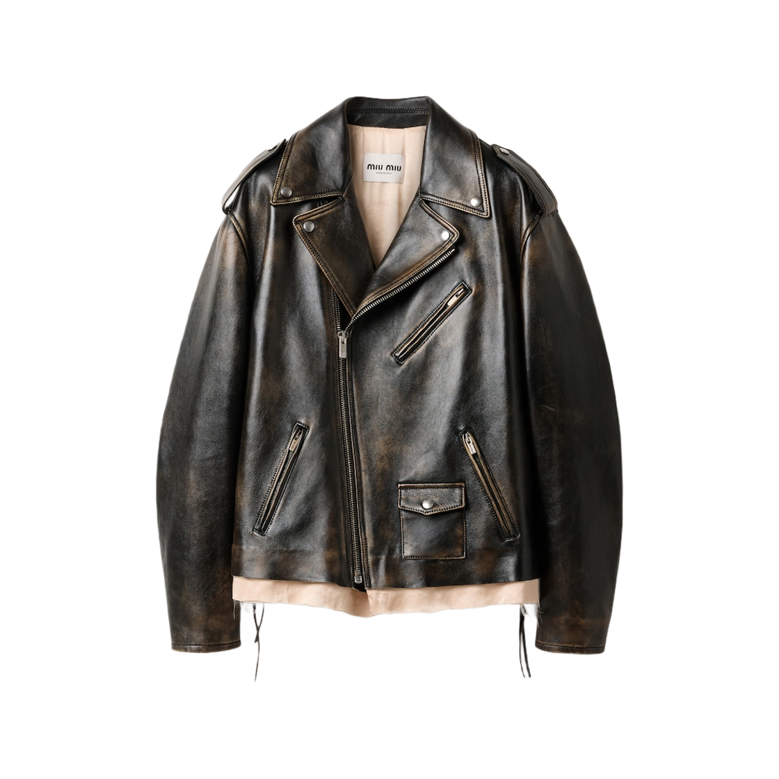 【日本入手困難】ミュウミュウ Nappa leather jacket ジャケット ☆完売必至☆】MIUMIU ☆ ナッパレザー ジャケット (MiuMiu