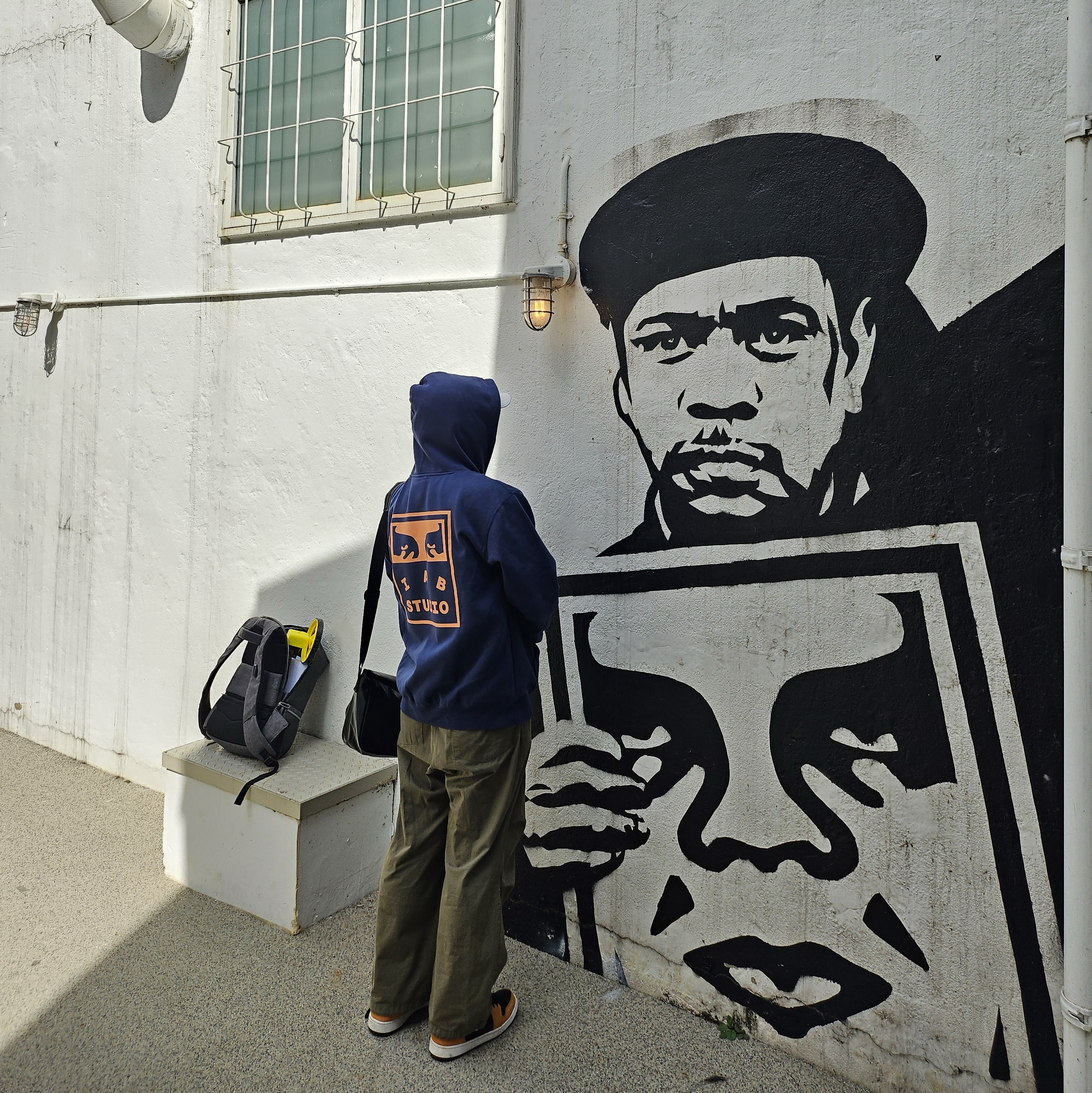 IAB Studio x Obey Eyes Icon Hoodie Oceana 착용 스타일