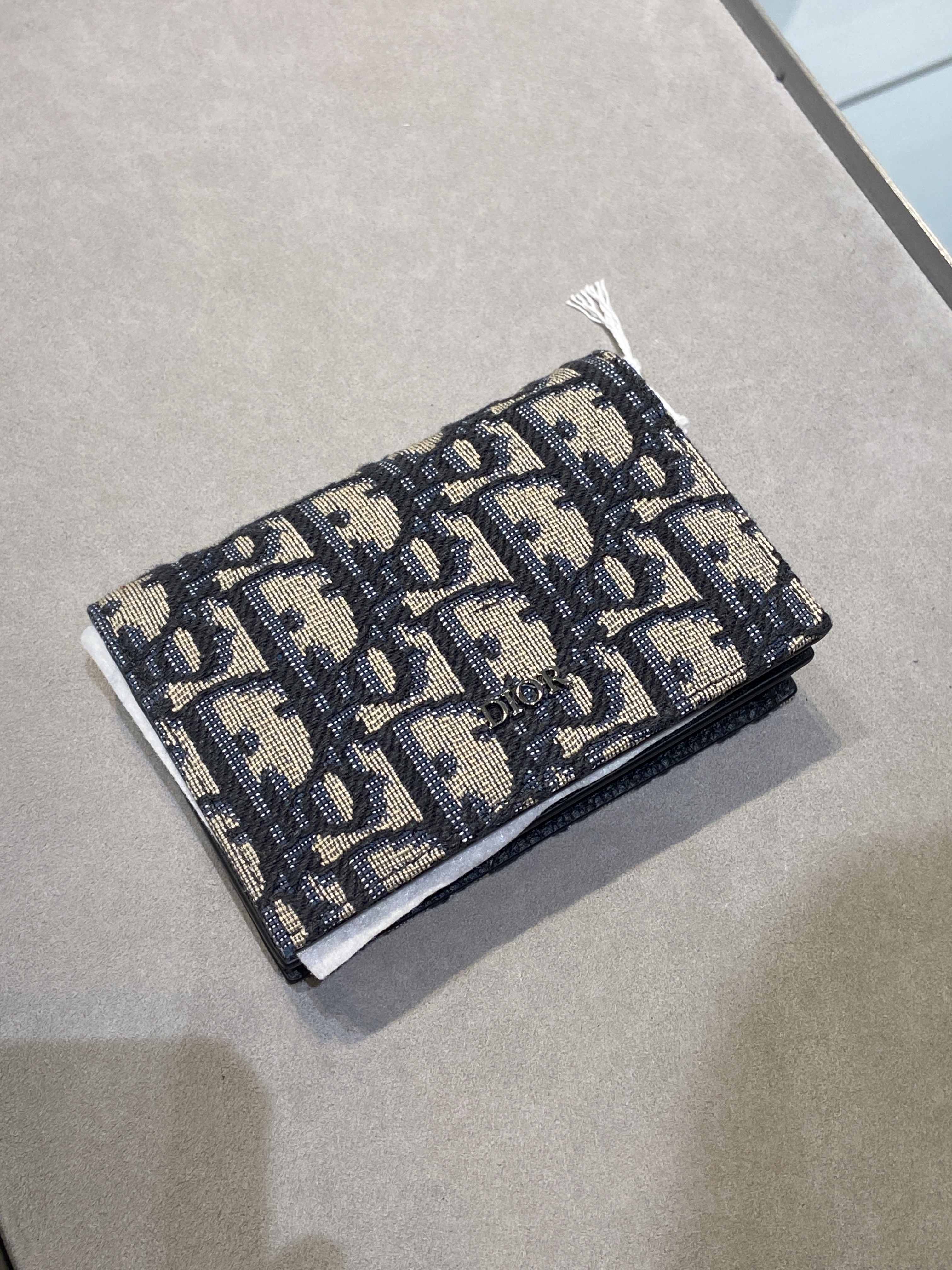 Dior Business Card Holder Beige & Black Dior Oblique Jacquard 착용 스타일 - 5