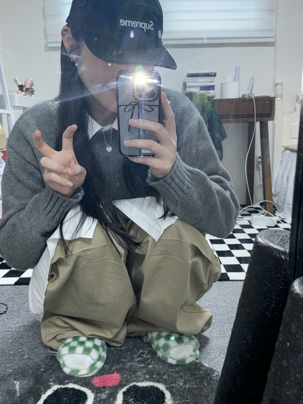 Supreme Military Camp Cap Black - 23FW 착용 스타일 - 1