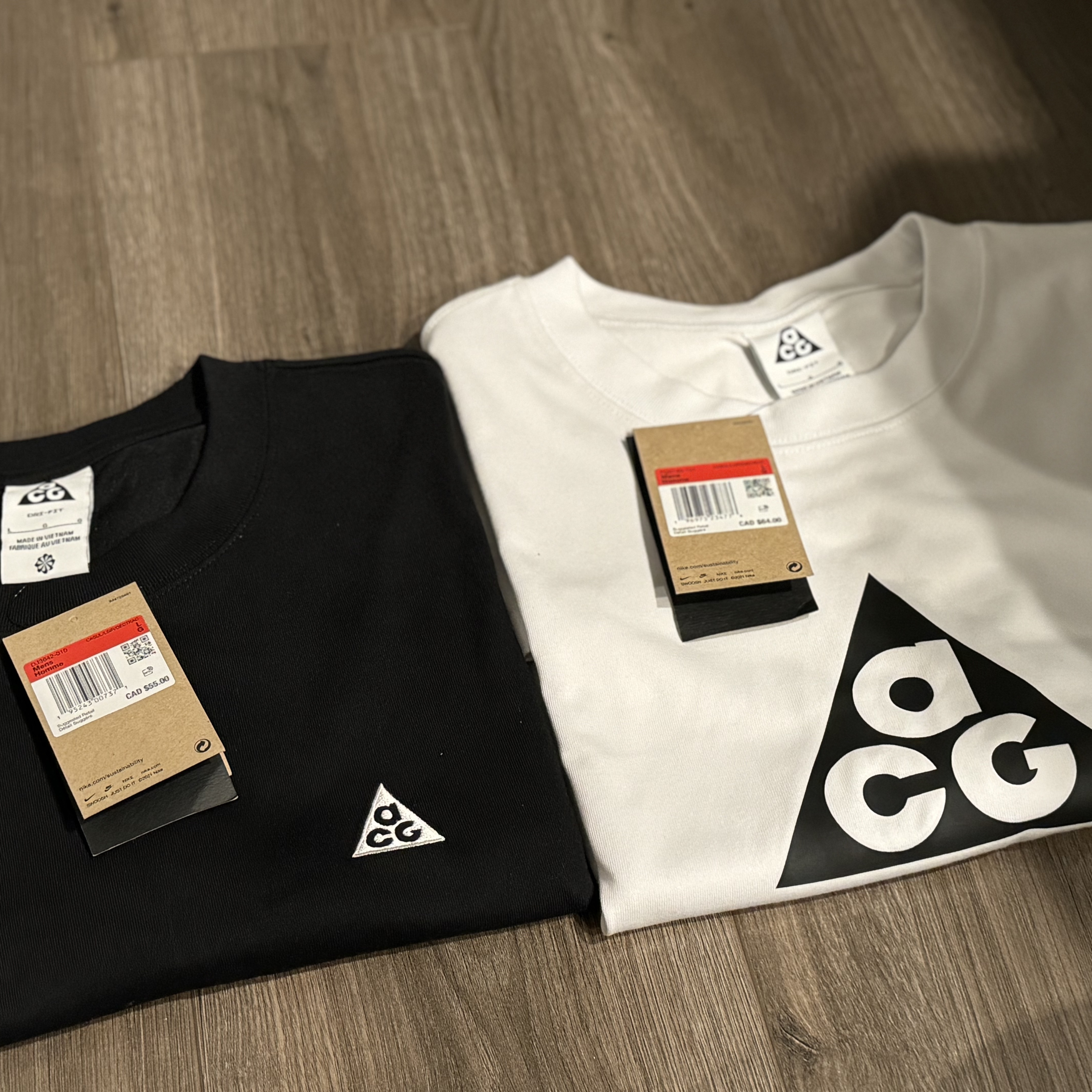 Nike ACG LBR T-Shirt Black - US/EU, Nike ACG Dri-Fit T-Shirt White - US/EU 착용 스타일