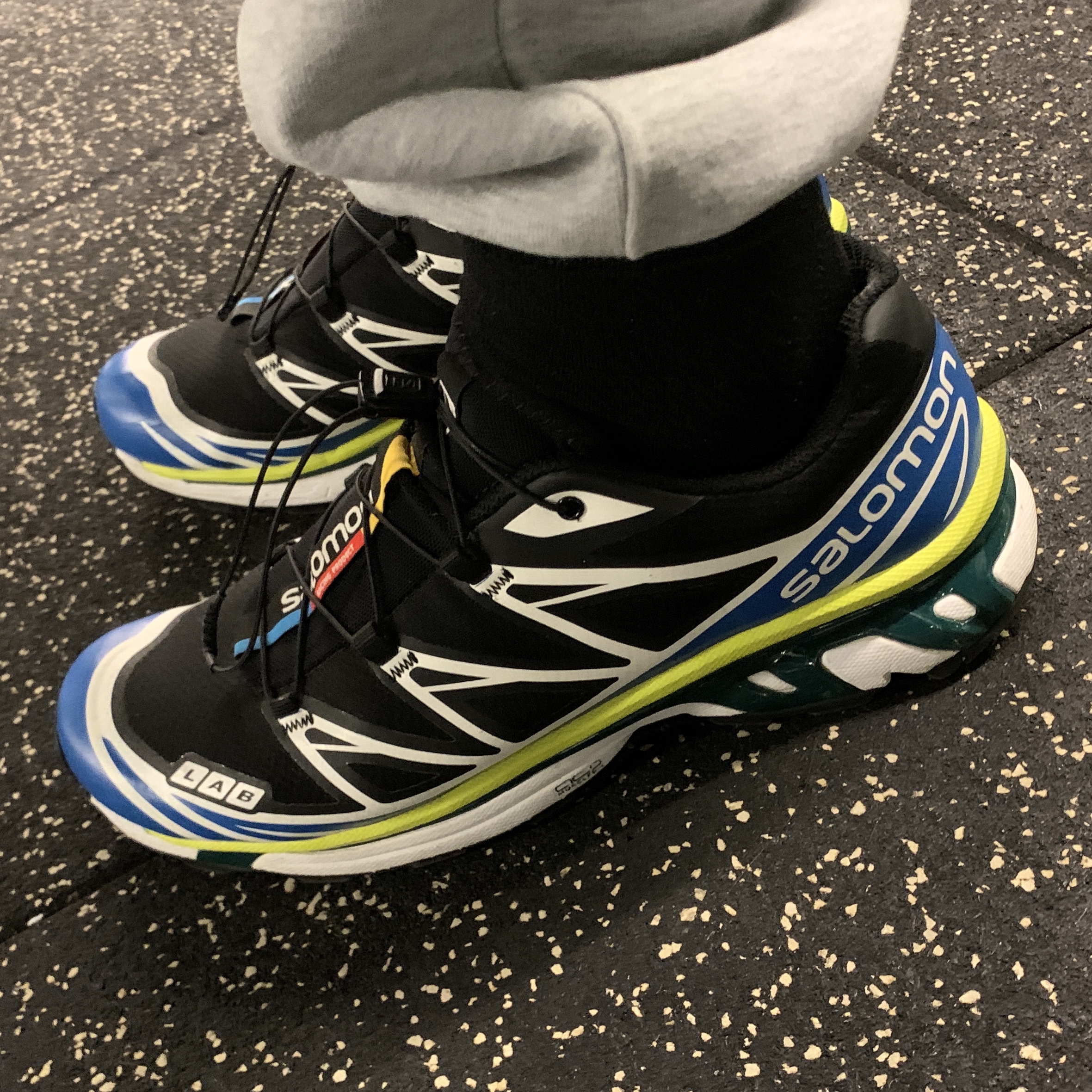Salomon S/LAB XT-6 Softground ADV Black Snorkel Blue 착용 스타일