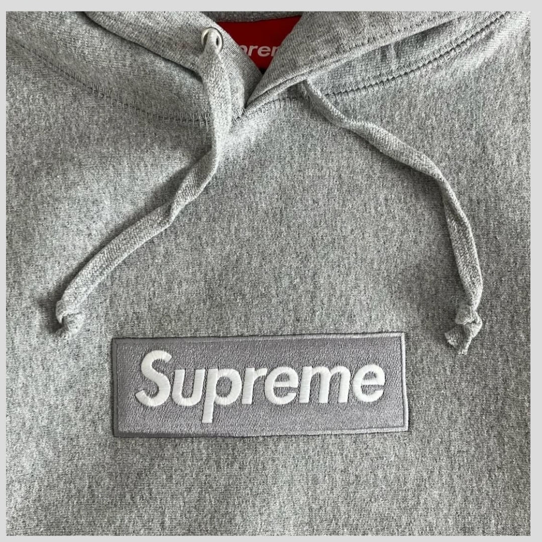 Supreme Box Logo Hooded Sweatshirt Heather Grey - 24FW 착용 스타일 - 1