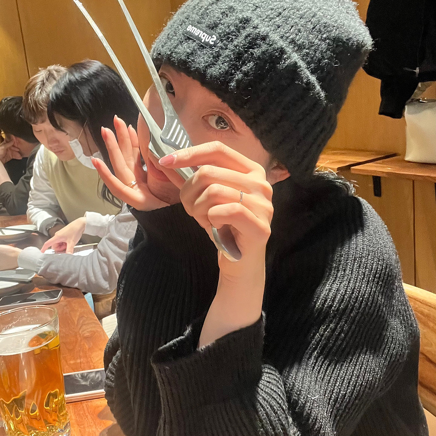 Supreme Gradient Stripe Beanie Solid Black - 21FW 착용 스타일