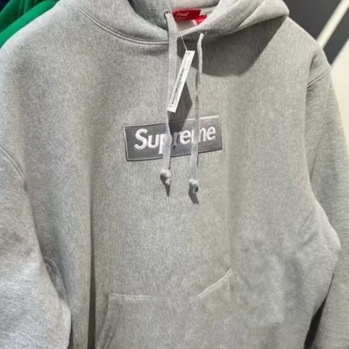 Supreme Box Logo Hooded Sweatshirt Heather Grey - 24FW 착용 스타일 - 9