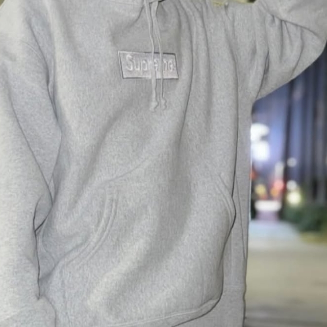 Supreme Box Logo Hooded Sweatshirt Heather Grey - 24FW 착용 스타일 - 7