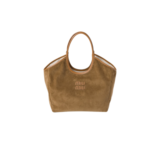 Miu Miu Ivy Corduroy Shopping Bag Cinnamon