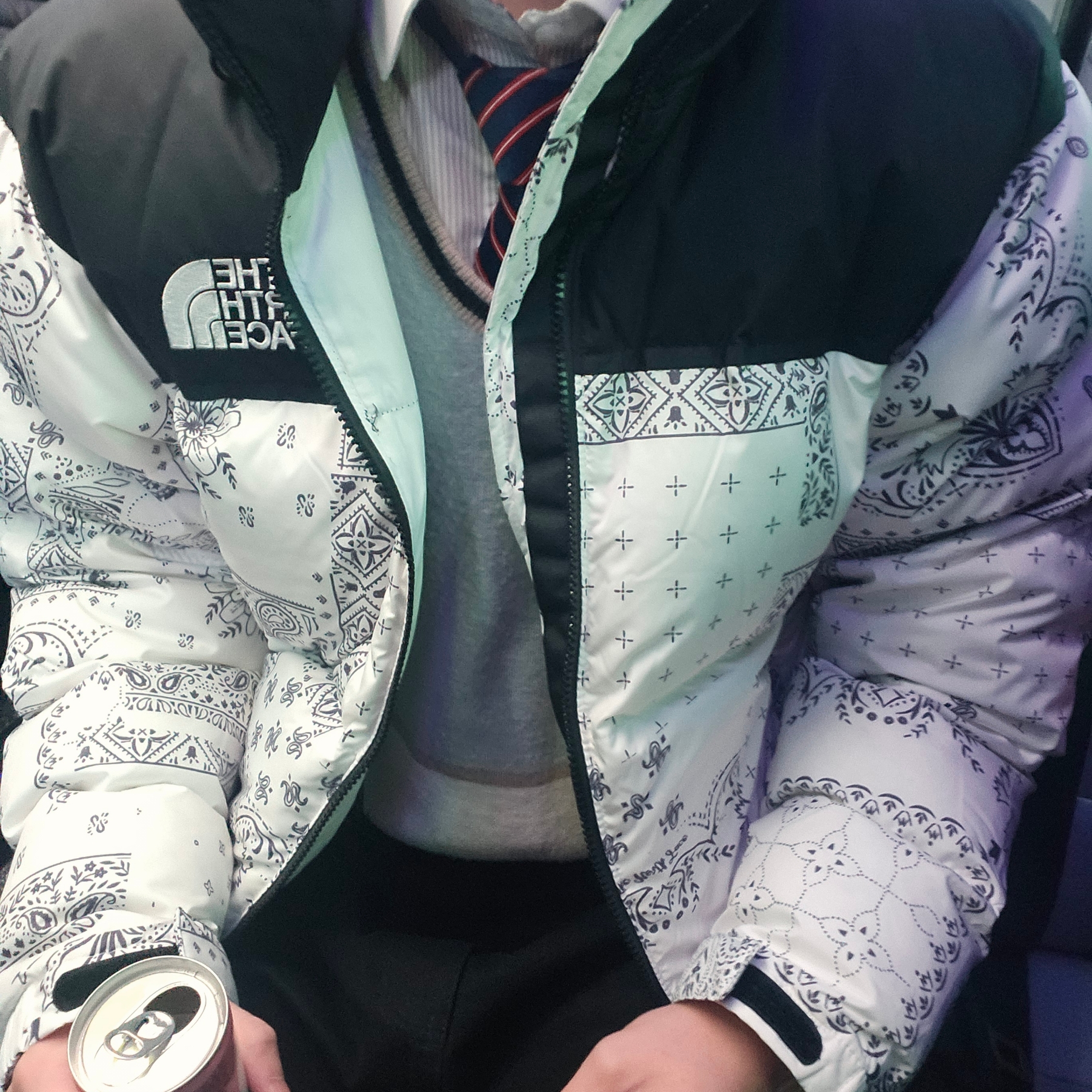 The North Face 1996 Novelty Nuptse Jacket Off White 착용 스타일 - 2
