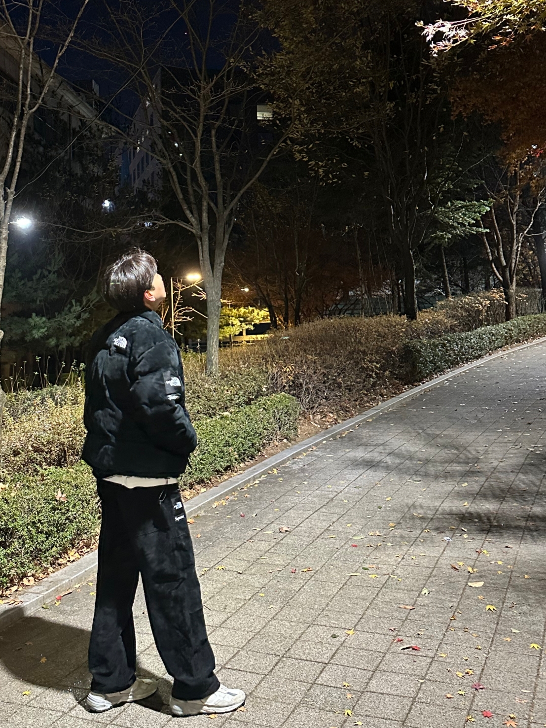 Supreme x The North Face Suede Nuptse Jacket Black - 23FW, Supreme x The North Face Suede Mountain Pant Black - 23FW 착용 스타일 - 2