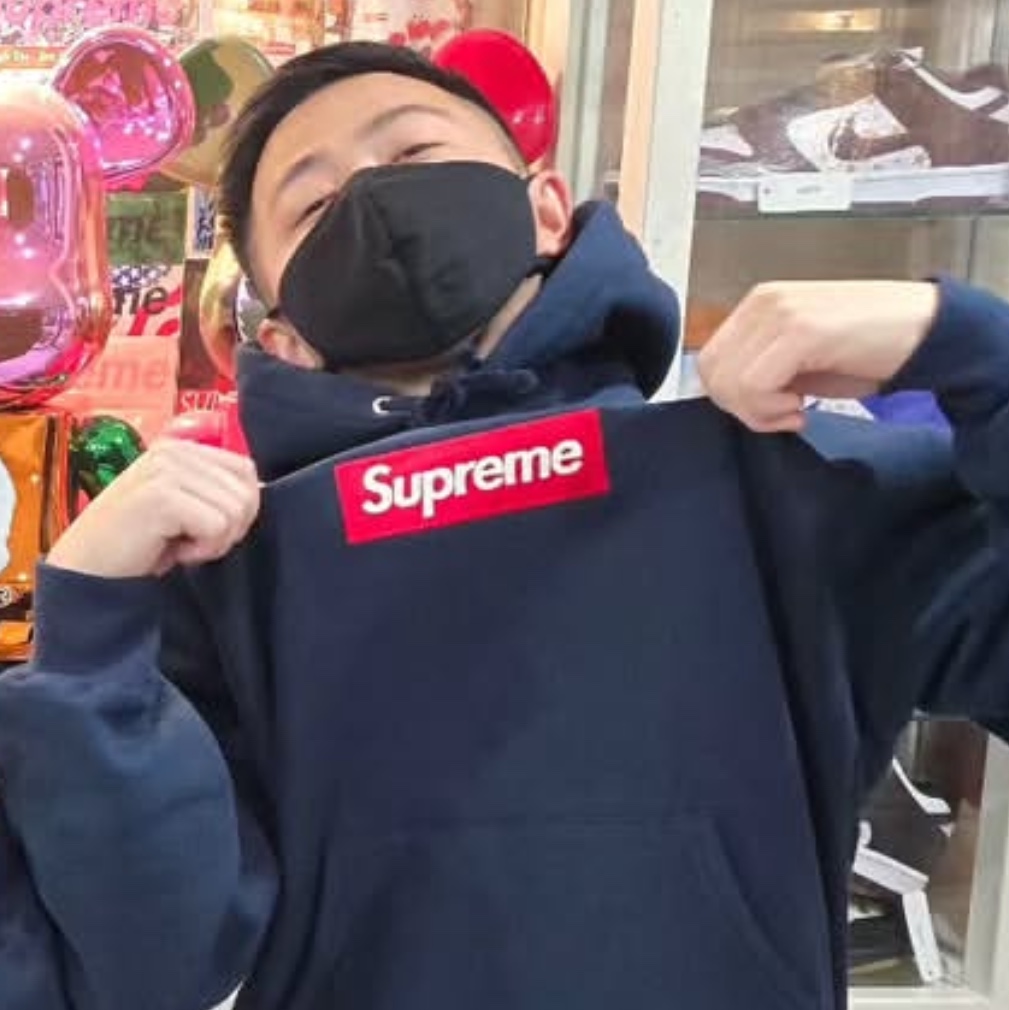 Supreme Box Logo Hooded Sweatshirt Navy - 24FW 착용 스타일