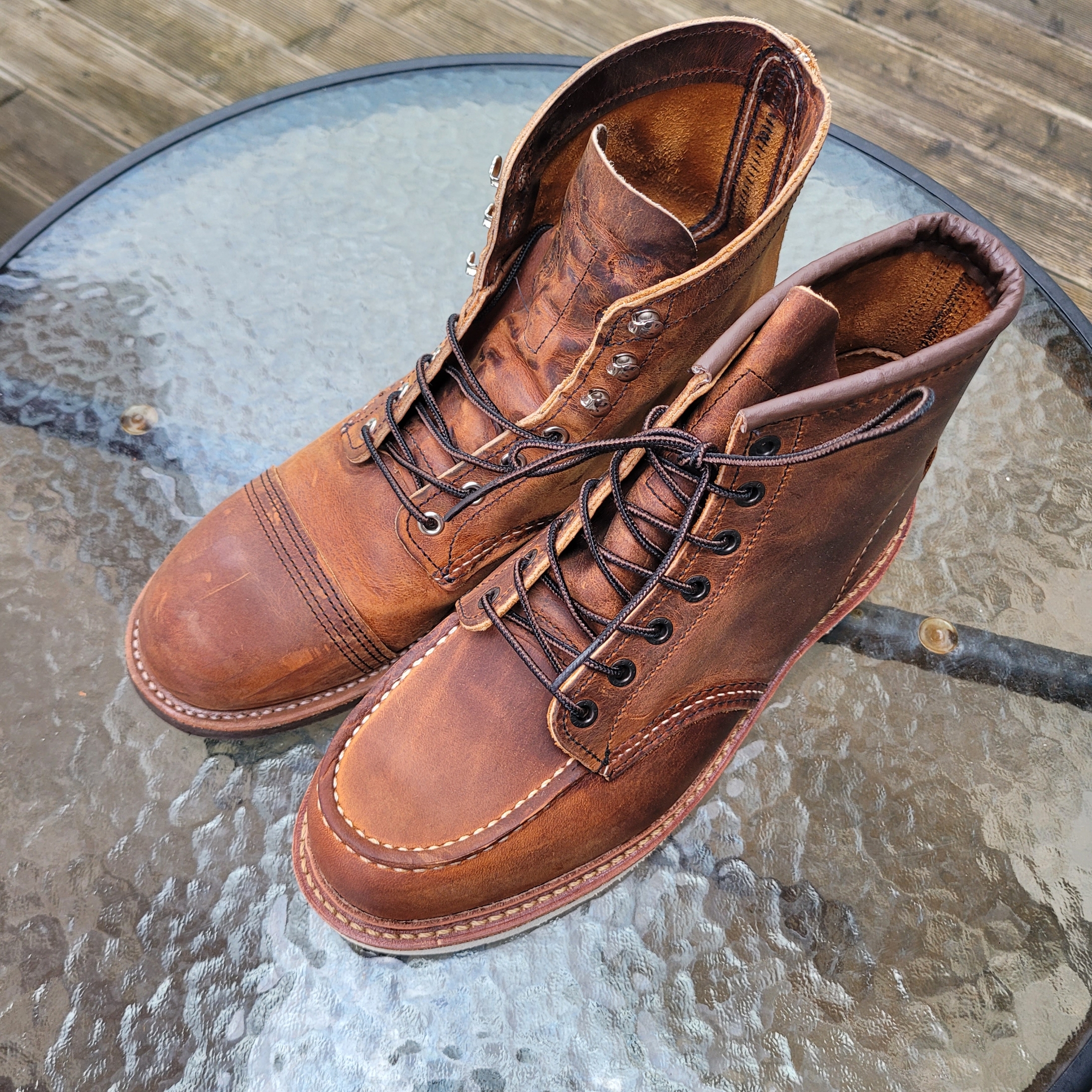 Red Wing 6 Inch Classic Moc Toe 1907 Copper Rough & Tough - D, Red Wing Iron Ranger 8085 Copper Rough & Tough - D 착용 스타일 - 2