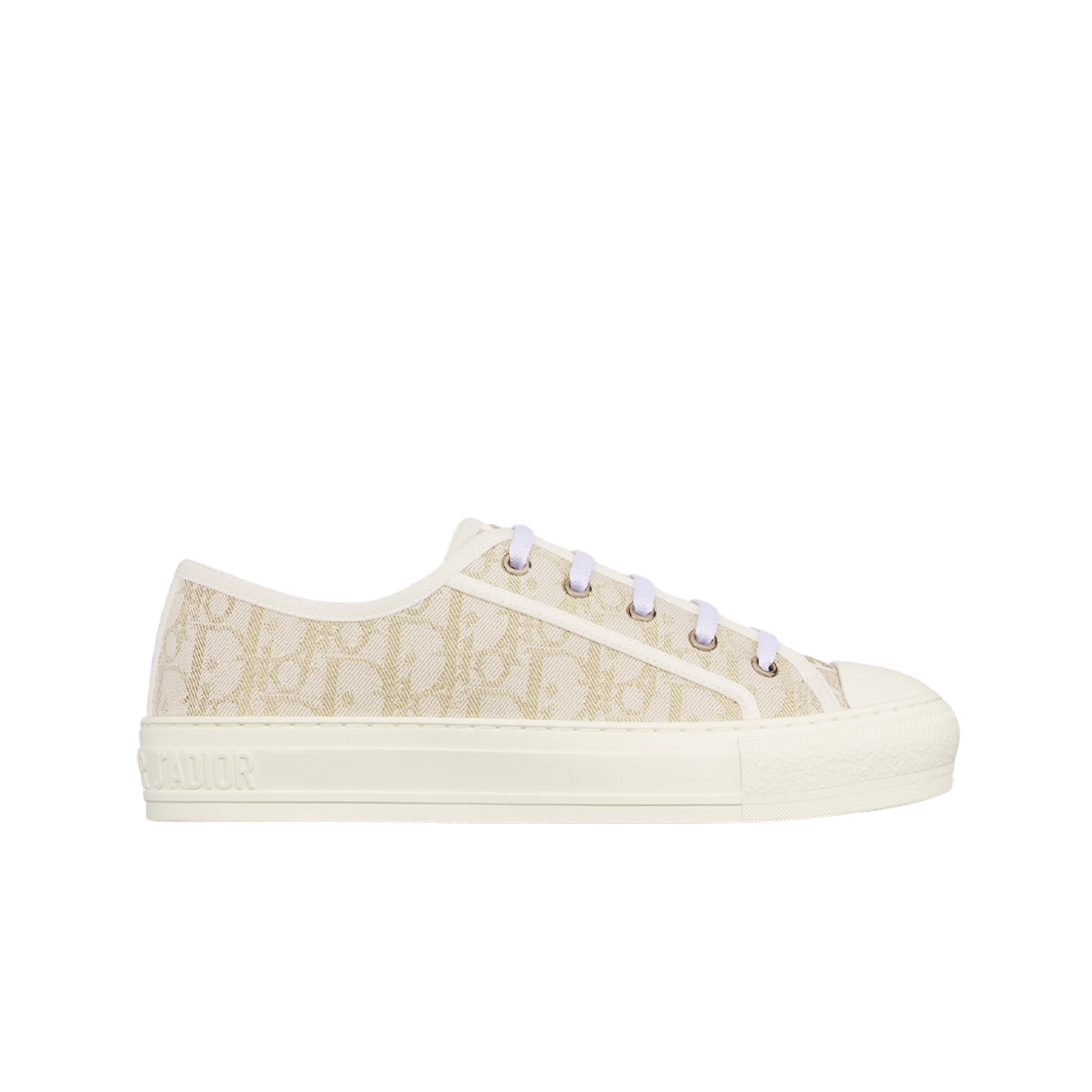 KCK250DJE-S62K (W) Dior Walk'N'Dior Sneakers White Cotton Canvas & Gold with Dior Oblique
