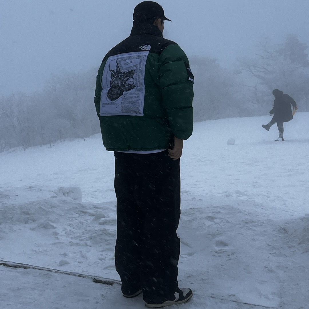 Supreme x The North Face Nuptse Jacket Green - 24FW, Jordan 1 Retro High OG Black White 2014 착용 스타일
