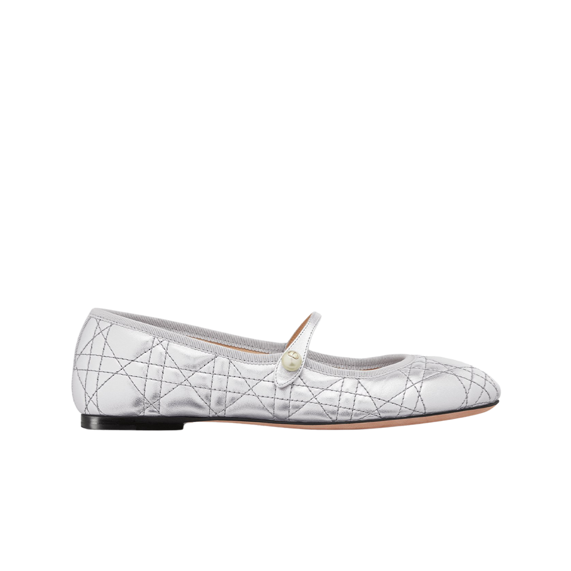 KCB860CQA-S46K (W) Dior Ballet Flat Laminated Lambskin with Quilted Cannage Motif Silver