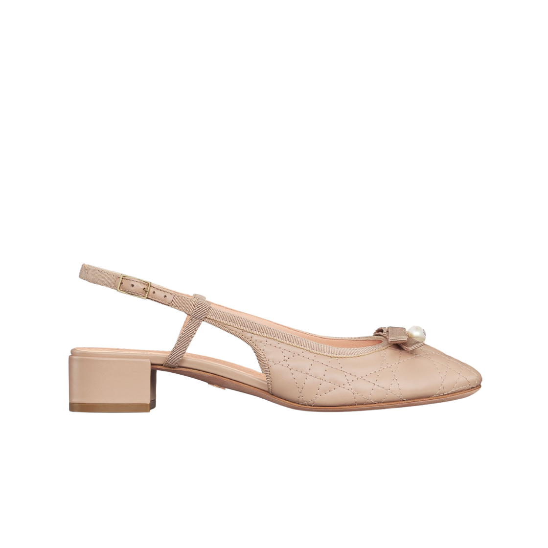 (W) 디올 발레 슬링백 펌프 퀼티드 까나쥬 카프스킨 누드((W) Dior Ballet Slingback Pump Quilted Cannage Calfskin Nude)