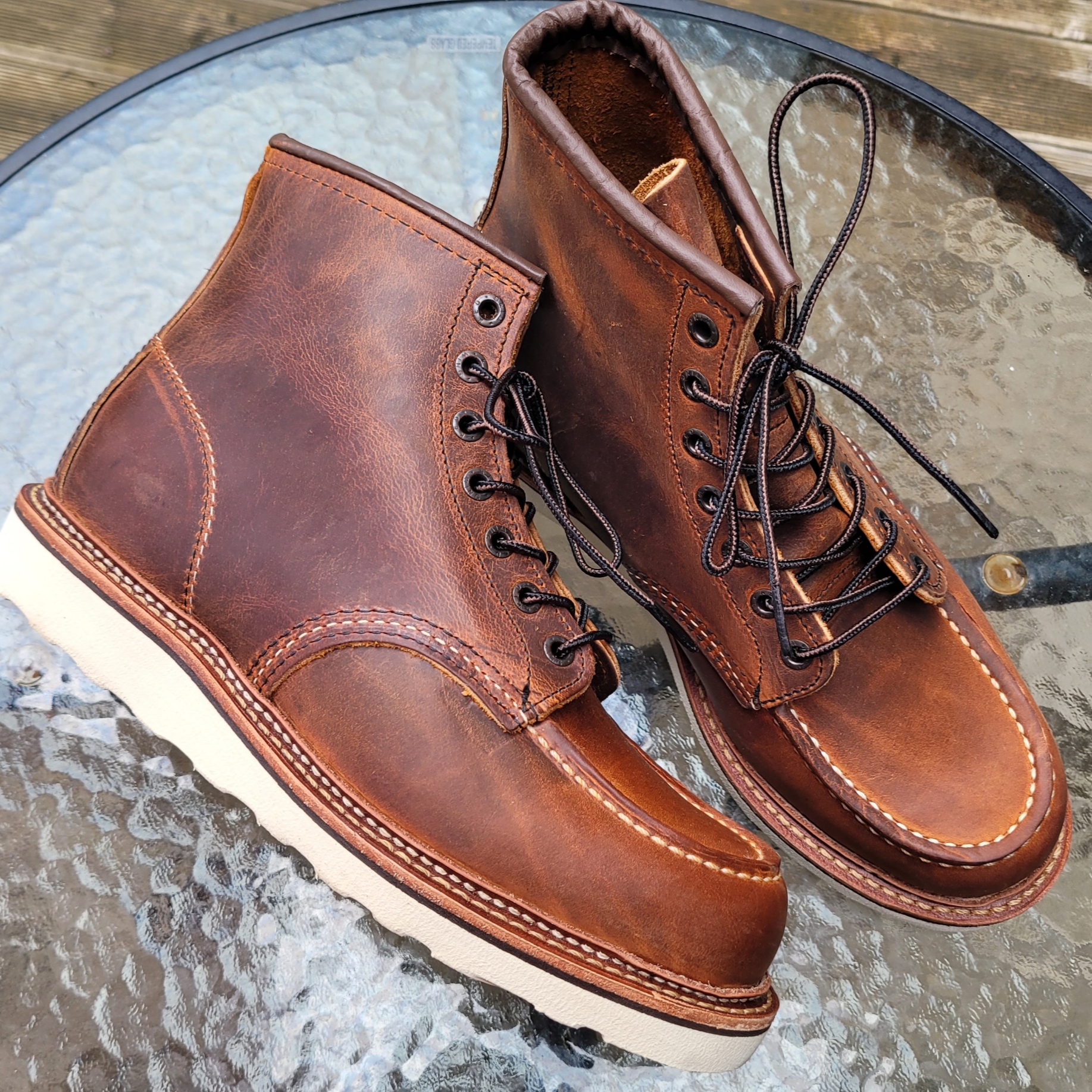 Red Wing 6 Inch Classic Moc Toe 1907 Copper Rough & Tough - D, Red Wing Iron Ranger 8085 Copper Rough & Tough - D 착용 스타일 - 4