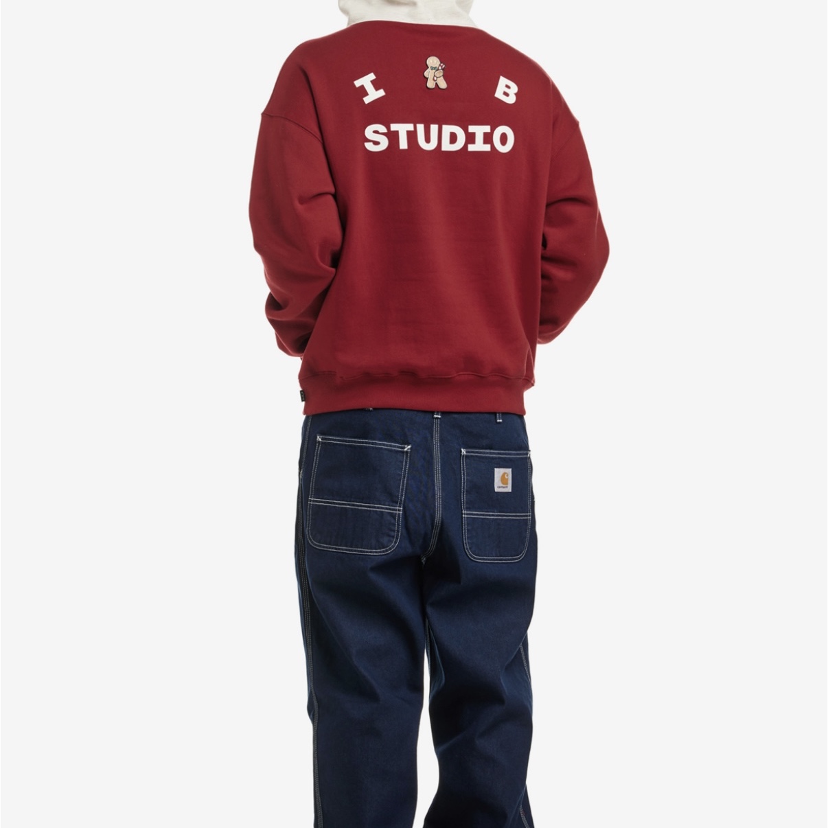 IAB Studio 24 Christmas Hoodie Burgundy Oatmeal 착용 스타일 - 10